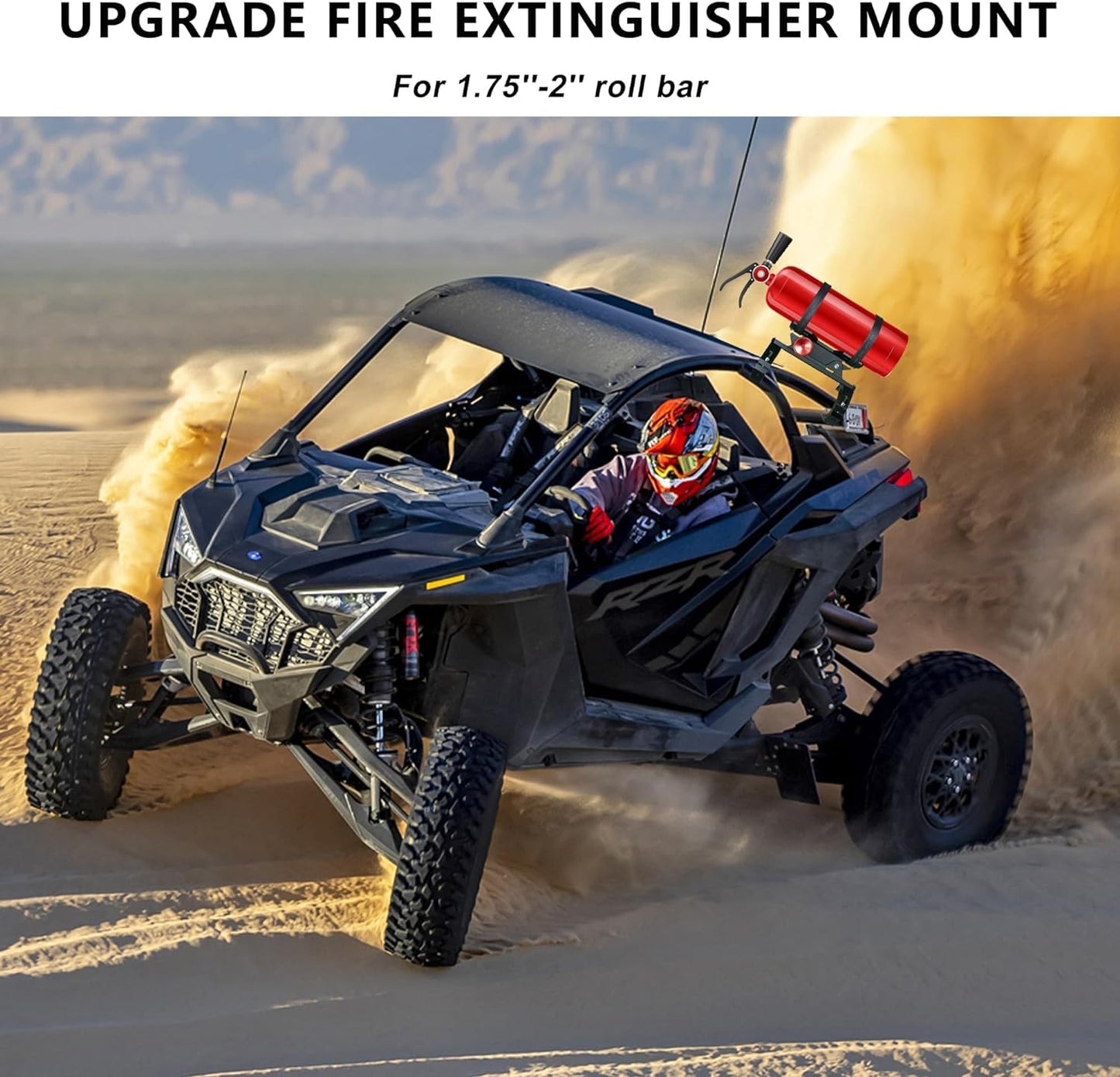 UTV Fire Extinguisher Mount Kit - Adjustable Quick Release Roll Bar Car Fire Extinguisher Bracket Holder for 1.75-2in Roll Bar ATV UTV Polaris RZR SXS Ranger Camper Jeep Can-Am Durable Aluminum Alloy