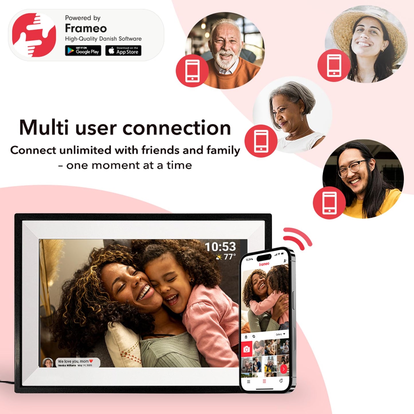 PIPI Vision 10.1 Inch WiFi Digital Picture Frame (32GB), Frameo App Ready, No Monthly Fee, IPS Touch Screen, Easy Setup, Instantly Share Photos & Videos for Grandparents