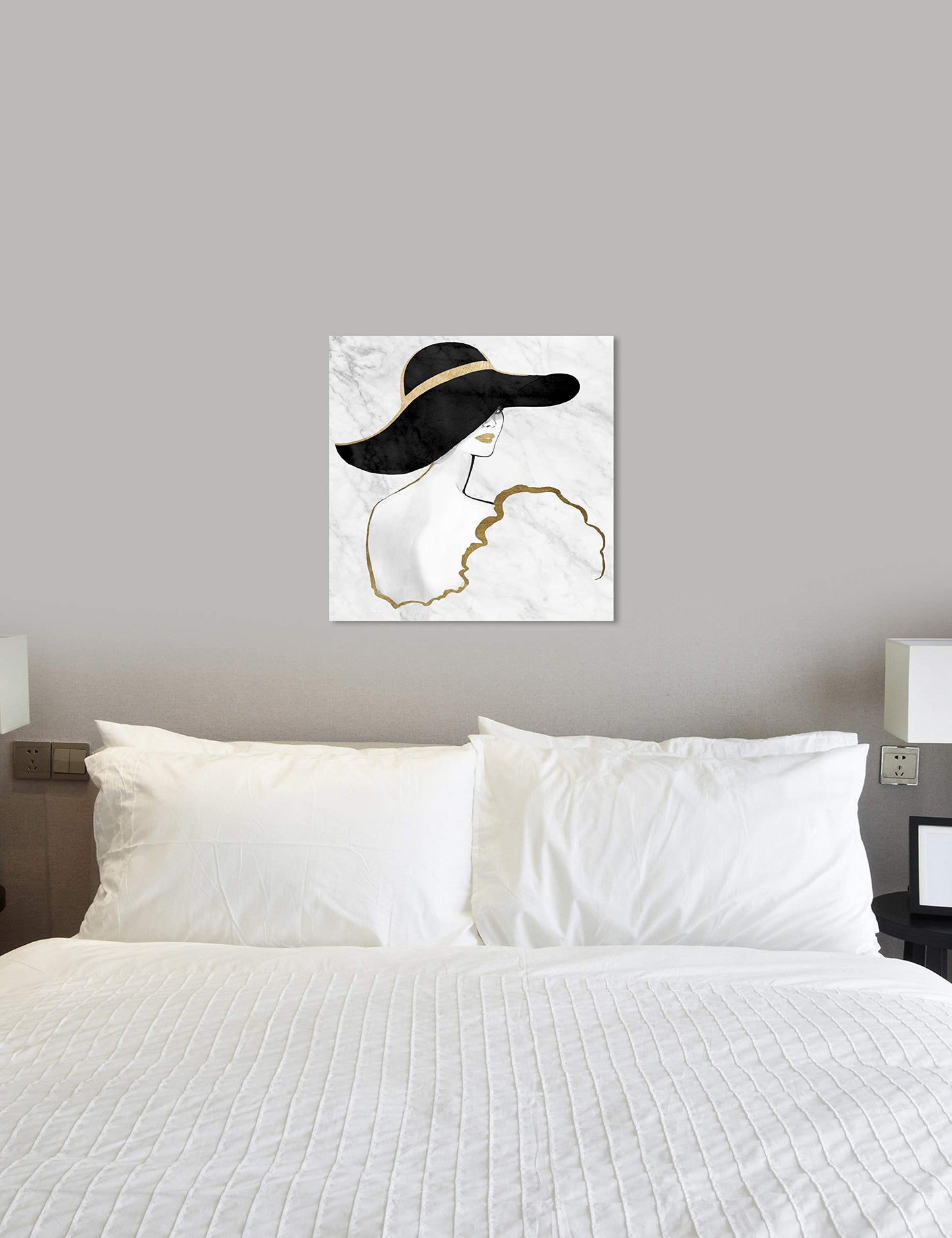 The Oliver Gal Artist Co. Fashion and Glam Wall Art Canvas Prints 'Gill Bay-Black and Gold Pouder' Home Décor, 30" x 30"