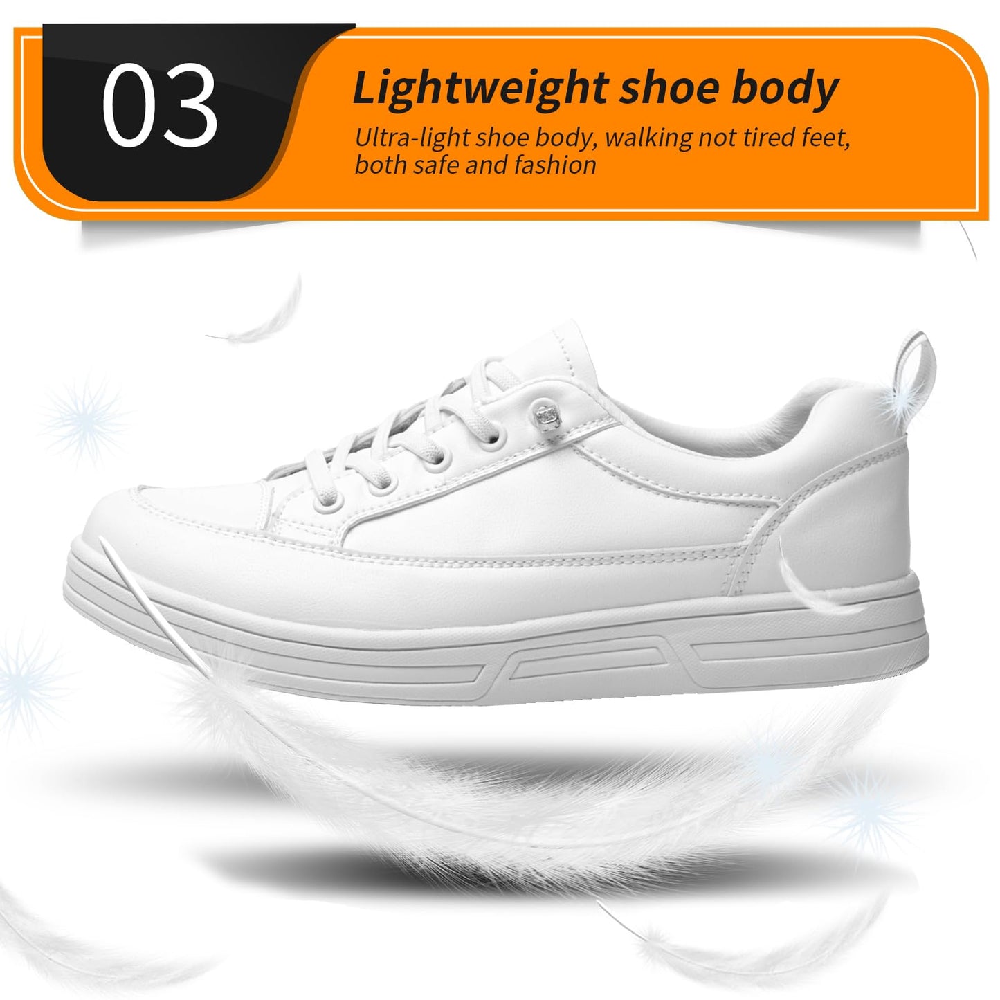 V-Janiffy Women's White Non Slip Work Shoes, White Food Service Slip Resistant Work Shoes, White Women's Nursing Shoes.