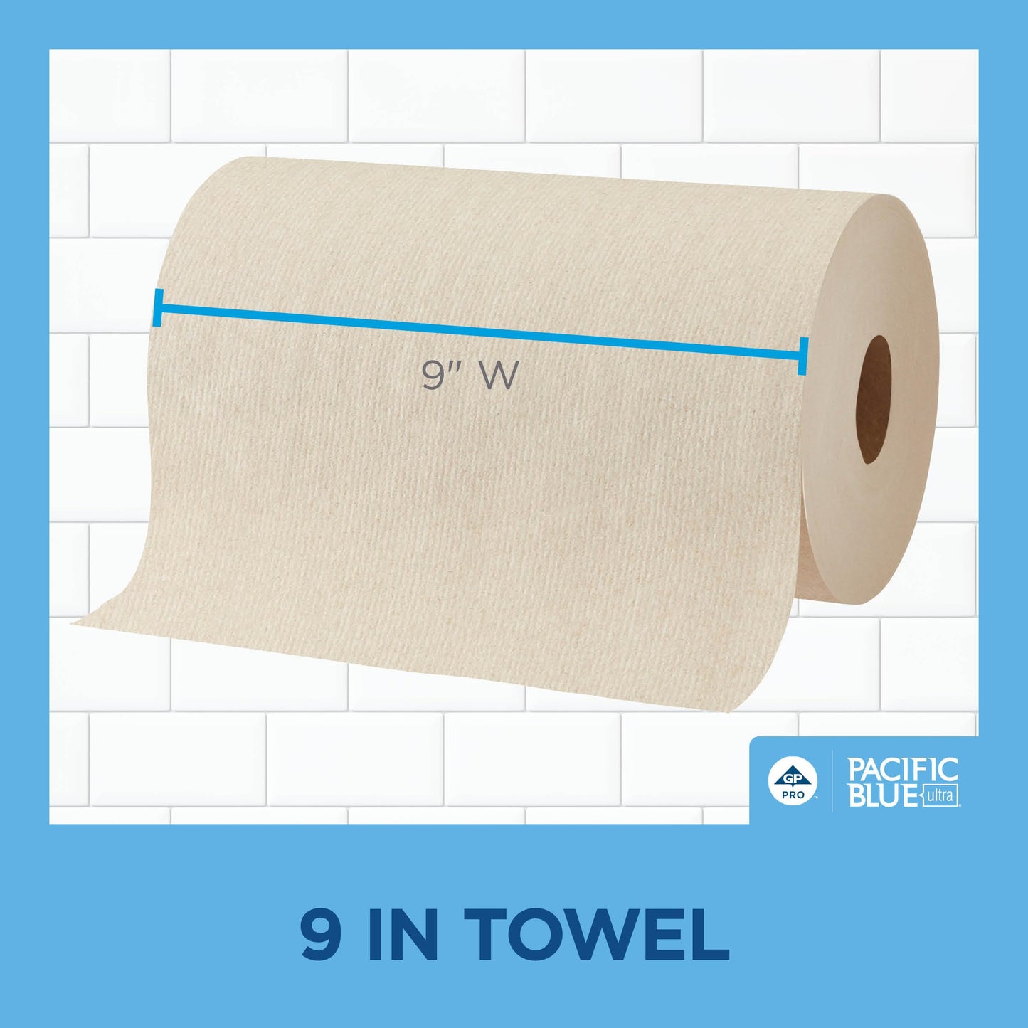 Georgia-Pacific Pacific Blue Ultra 9" Paper Towel Roll by GP PRO (Georgia-Pacific), Brown, 26611, 500 Feet Per Roll, 6 Rolls Per Case