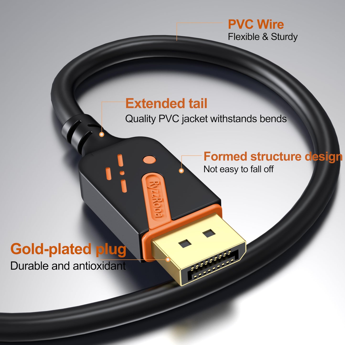 RyzzRooa 4K DisplayPort to HDMI Cables 10-Pack, 6FT DP to HDMI Cable Adapter Male to Male Gold-Plated, Supports UHD Video and Audio for Computer, Monitor, HDTV, Projector-(Not-Bidirectional)