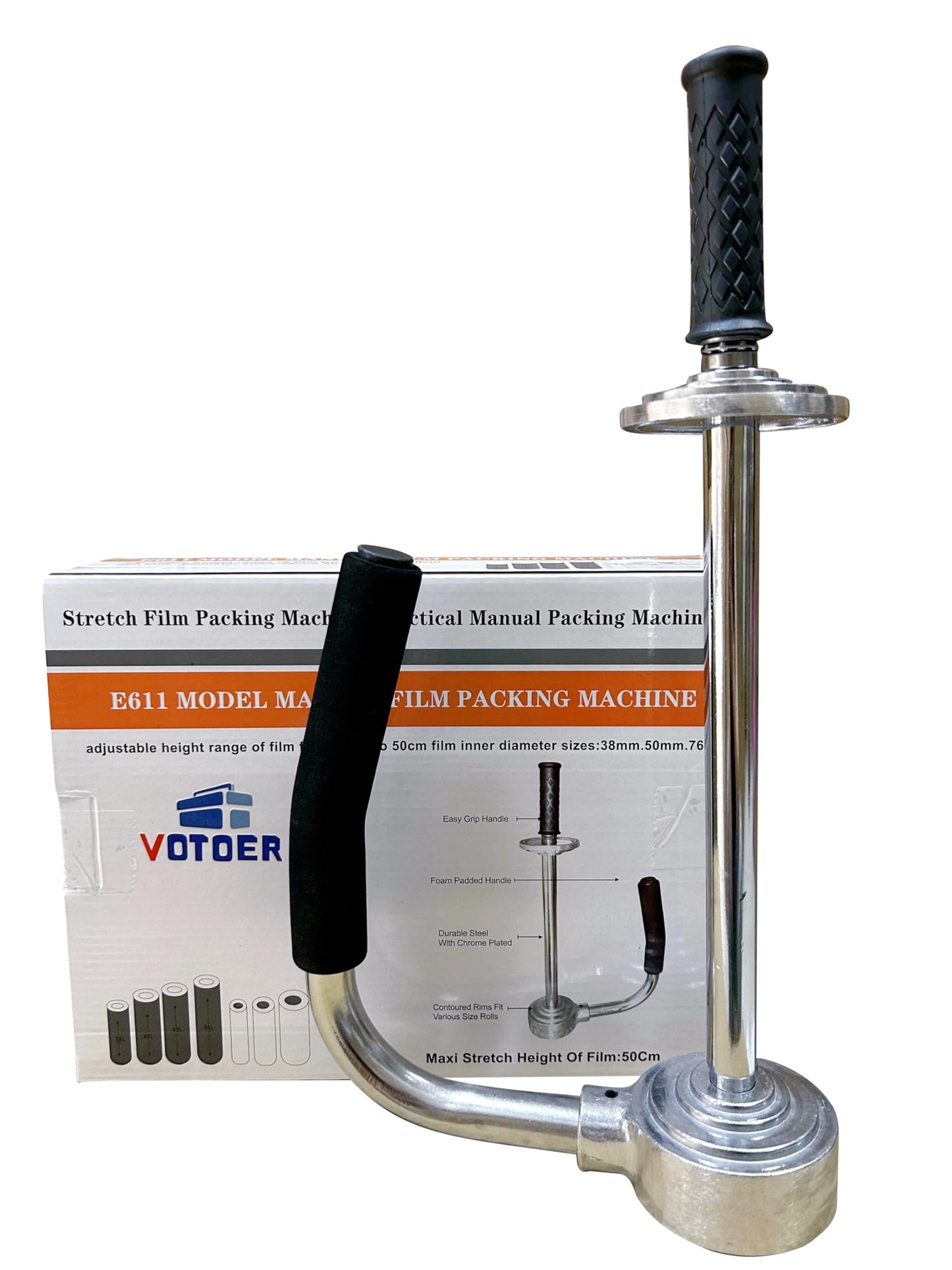VOTOER Pallet Stretch Film Packing Machine Shrink Wrap Dispenser Holder, Adjustable Height from 12-20 inch (Upgraded Version)