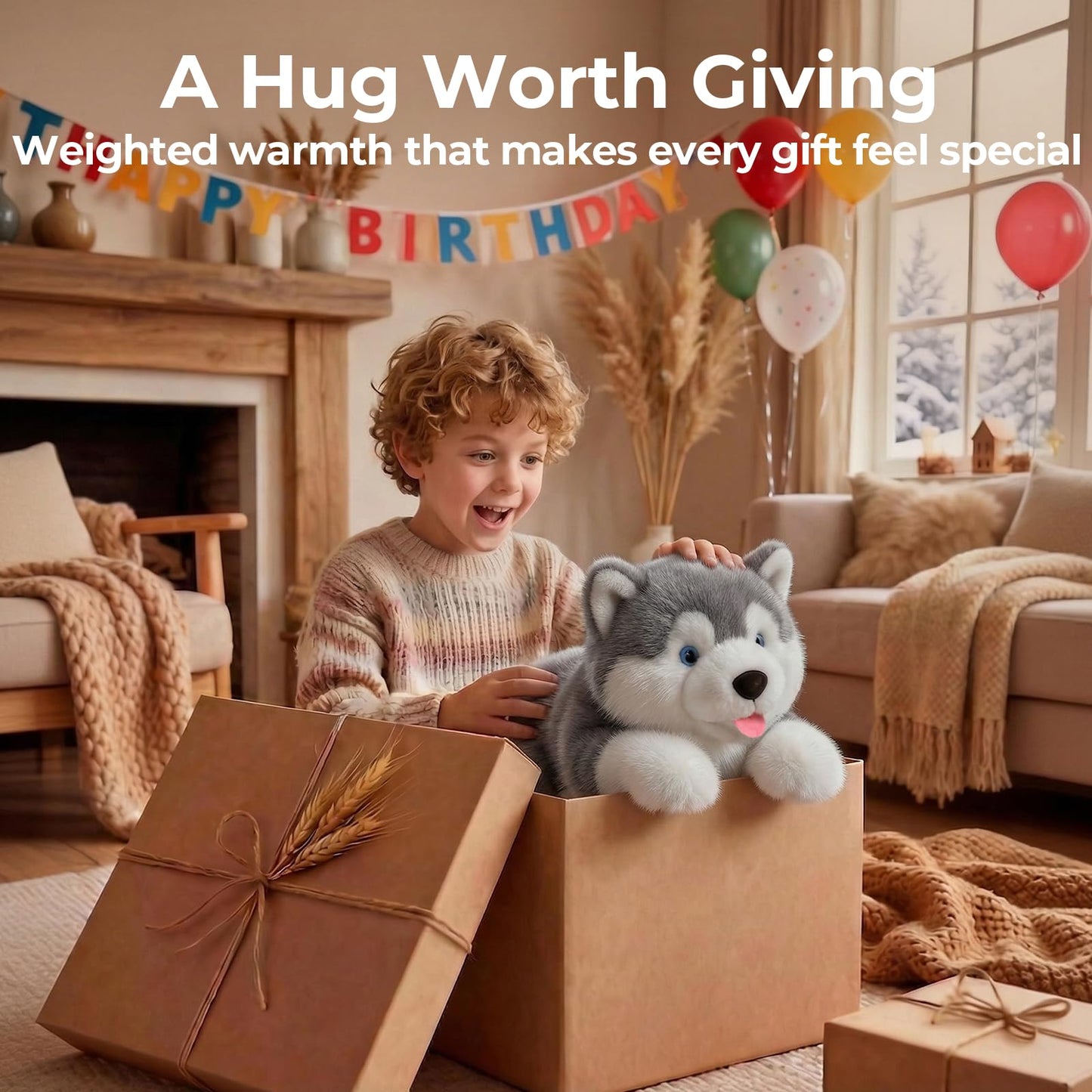 Mewaii Weighted Stuffed Animals with Microwavable Heating Pad - 5 lbs Adjustable, Heatable & Coolable Dog Stuffed Animal for Realistic Hug, Removable Inner Pad, Plush Gifts for Adults & Kids(23 Inch)