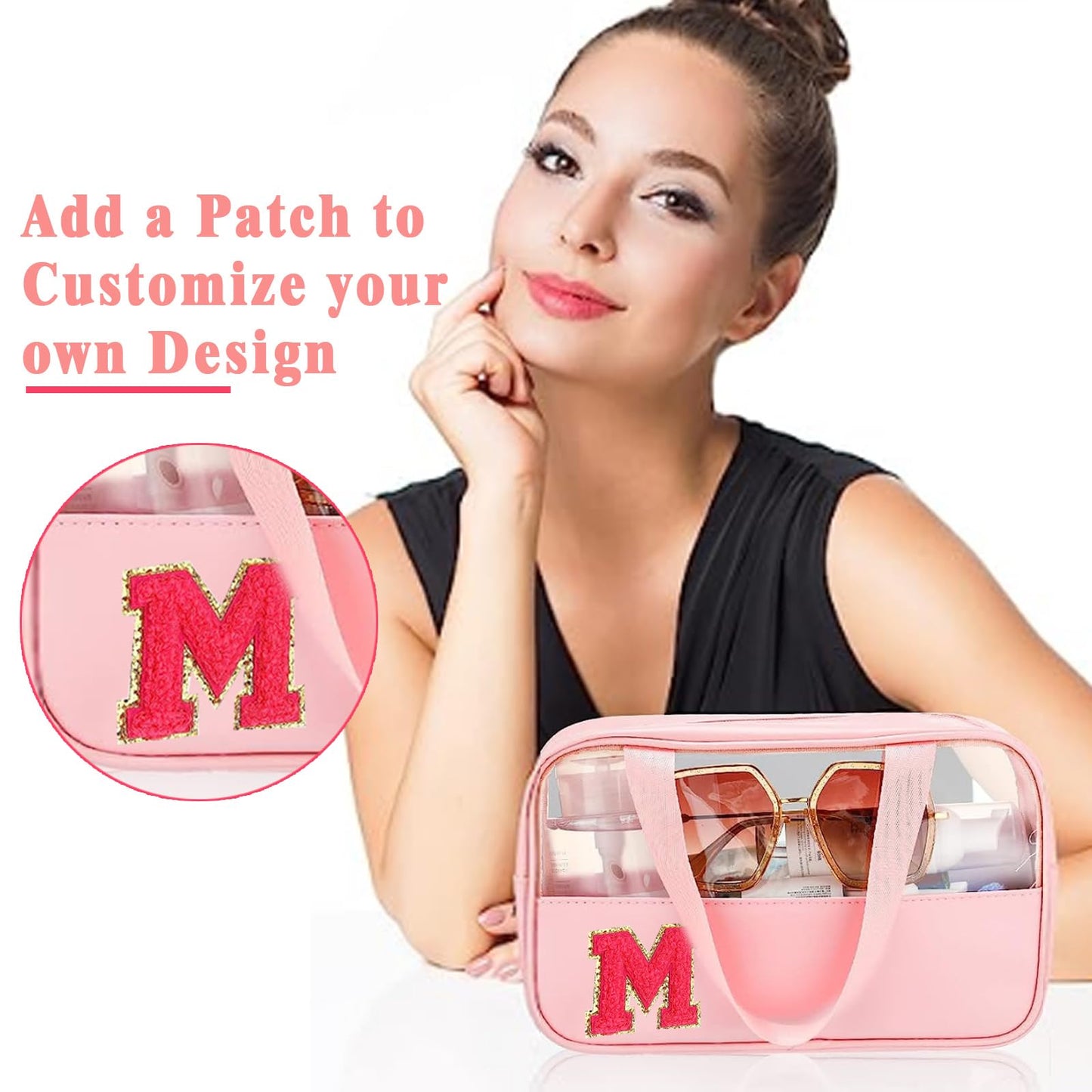 9 Pcs Translucent Make up Bag Toiletry Organizer for Women Men Waterproof Portable Cosmetic Travel Bag with Hanging Handles Travel Storage Carry Pouch, 10.2 x 6.3 x 2.8 Inches(Pink)