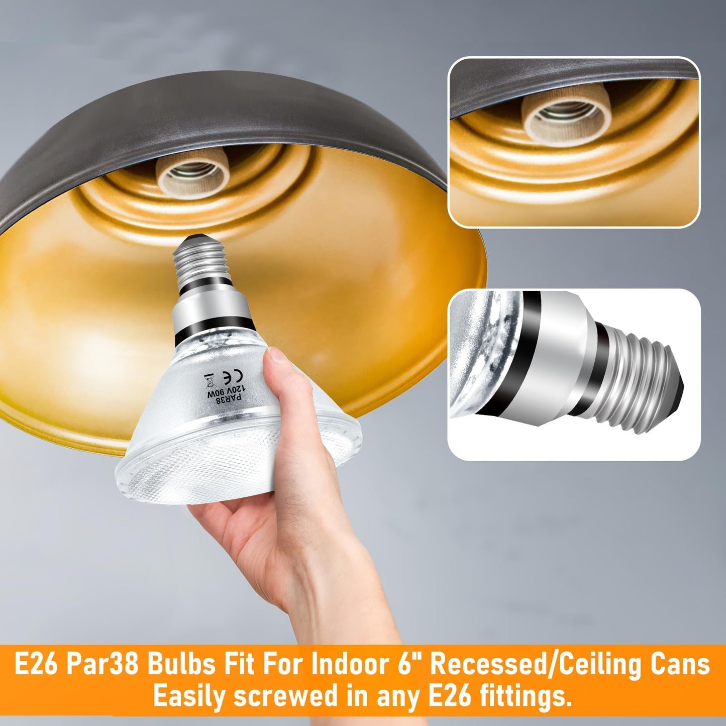 Jaenmsa PAR38 Halogen Flood Light Bulbs 90W 120V, 4Pcs Halogen PAR38 90W Light Bulbs Dimmable with E26 Base, 2700K Warm White, 4050 Lumens for Indoor and Outdoor