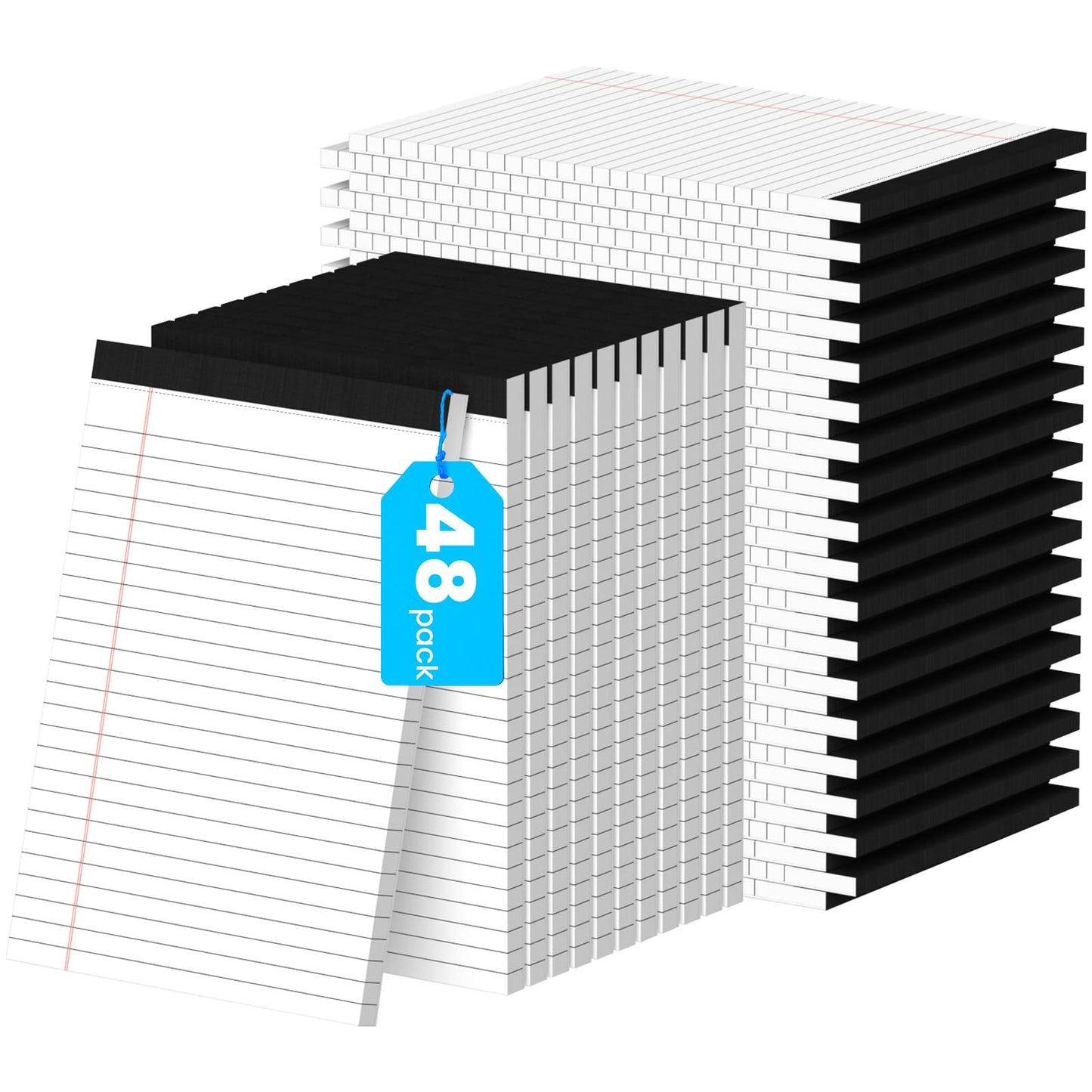 48 Pack Notepads 5x8, Small Legal Pads Narrow College Ruled, 30 Sheets/Pack, Perforated Notebook - White Note Pads for School, Memo, Note Taking, Teacher & Office Supplies, Writing Pads of Paper