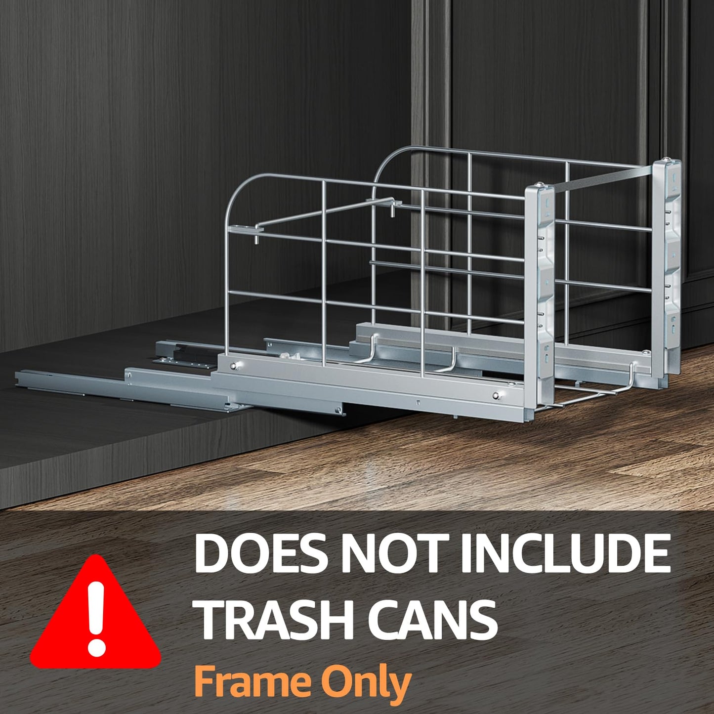 RUNMI Pull Out Trash Can Under Cabinet with Soft-Close Slides,Heavy Duty 40 Qt Under Sink Trash Can for Kitchen,Garbage Can Not Included, Requires Minimum Cabinets Opening 12" W X 17" D