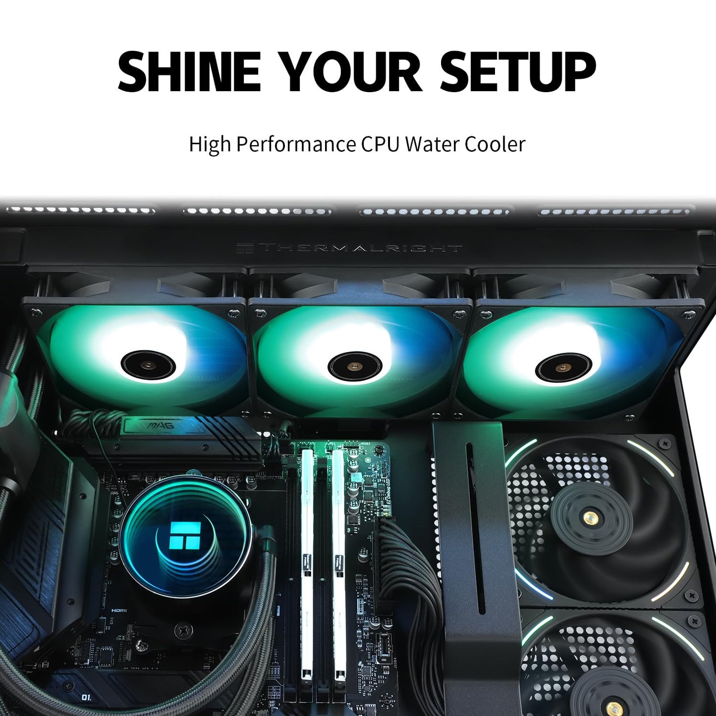 Thermalrlght Frozen Notte 360 Black ARGB v2 Water Cooling CPU Cooler, 360 Black CPU Cooler Specifications, 3 PWM Fans,S-FDB V2 Bearings,Suitable for AMD/AM4 AM5,Intel LGA 1700/1150/1151/1200/2011