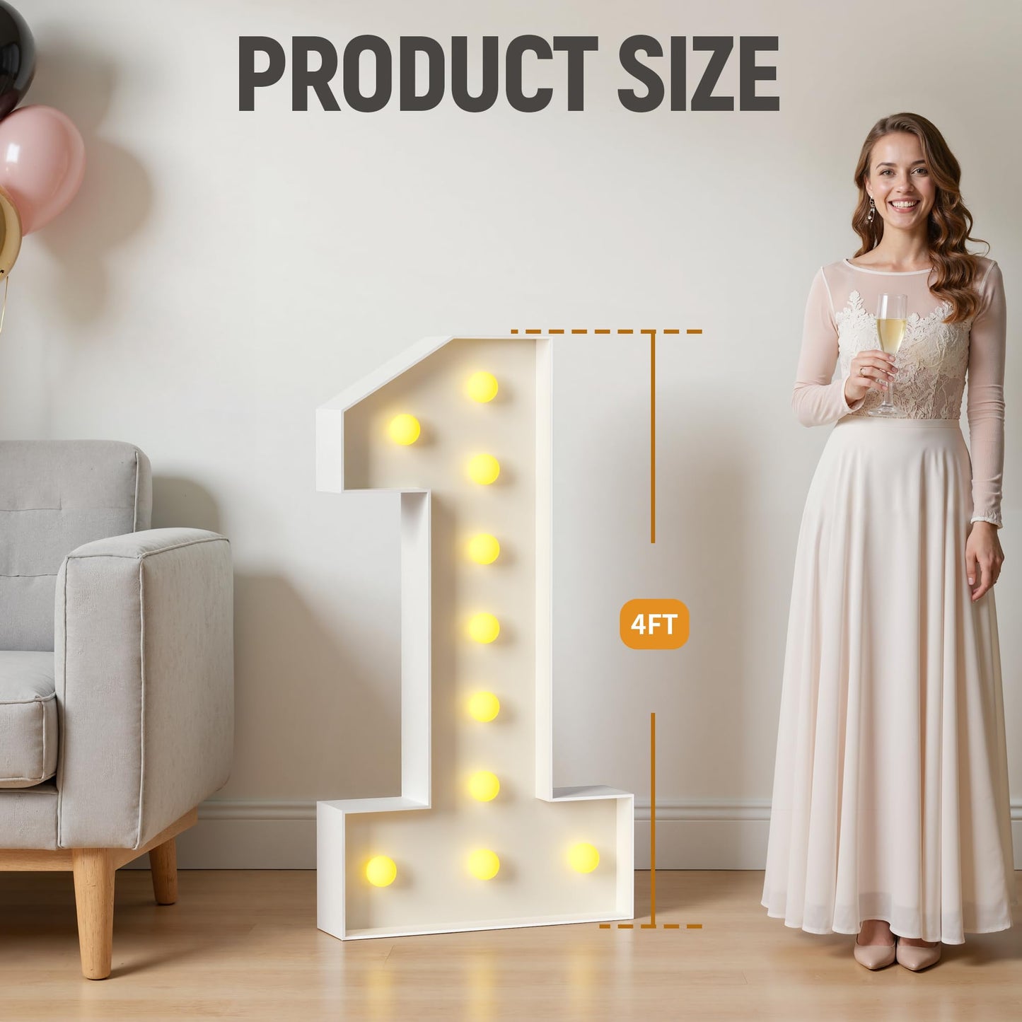 Mixifox 26 Light up Numbers for Graduation, New Year Party Decorations, 4FT 2026 Marquee Numbers, Big 26 Sign with Light for 26th Birthday, Anniversary Backdrop Decor