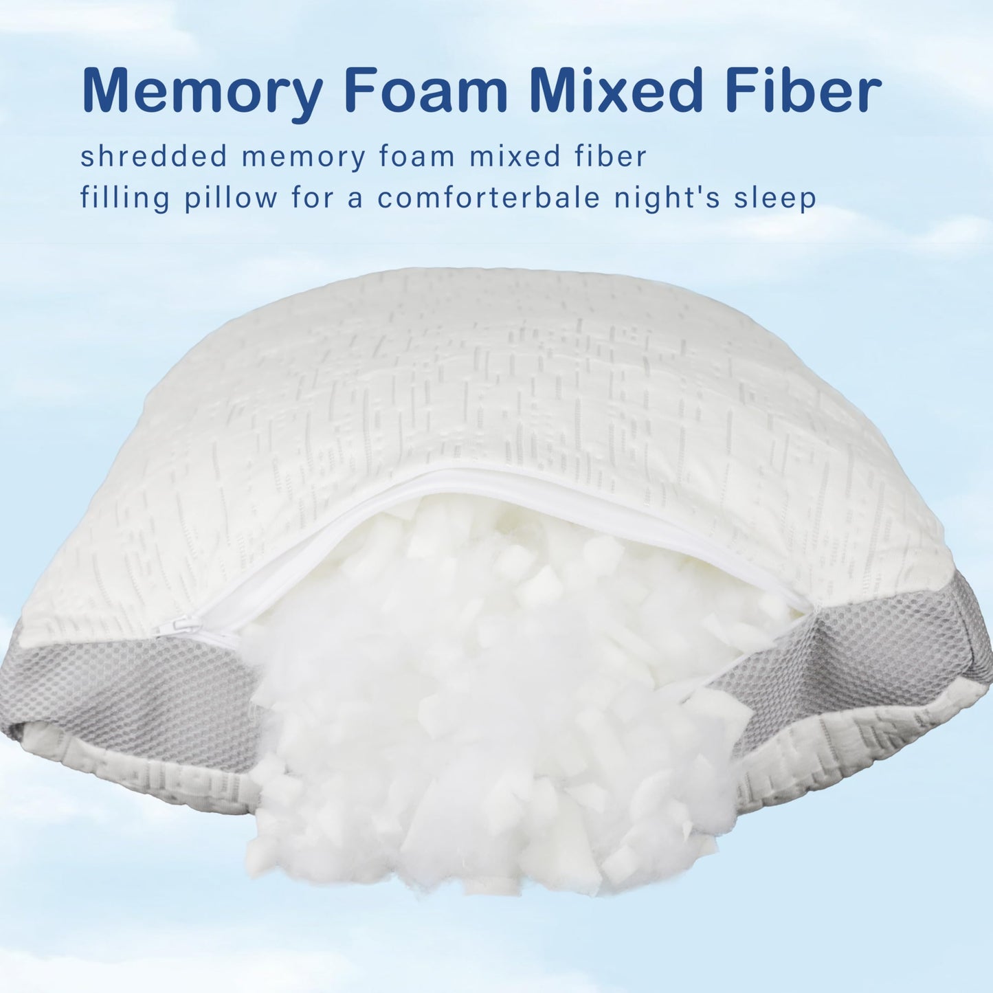 ACCURATEX Pillows King Size Set of 2, Rayon Derived from Bamboo Removable Cover, Shredded Memory Foam Pillow with Down Alternative Fill (Adjustable), Supportive Pillows for Side Back Sleepers