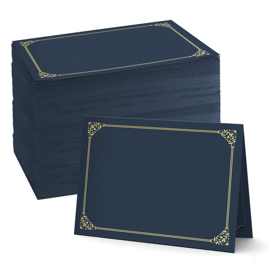 BELLE KR® Blue Certificate Holders 8.5 x 11, 100 Pcs - Used as Award Certificate Folders with Gold Foil Border for Letter Size 8.5" x 11" Certificates, Awards, Documents and Diplomas