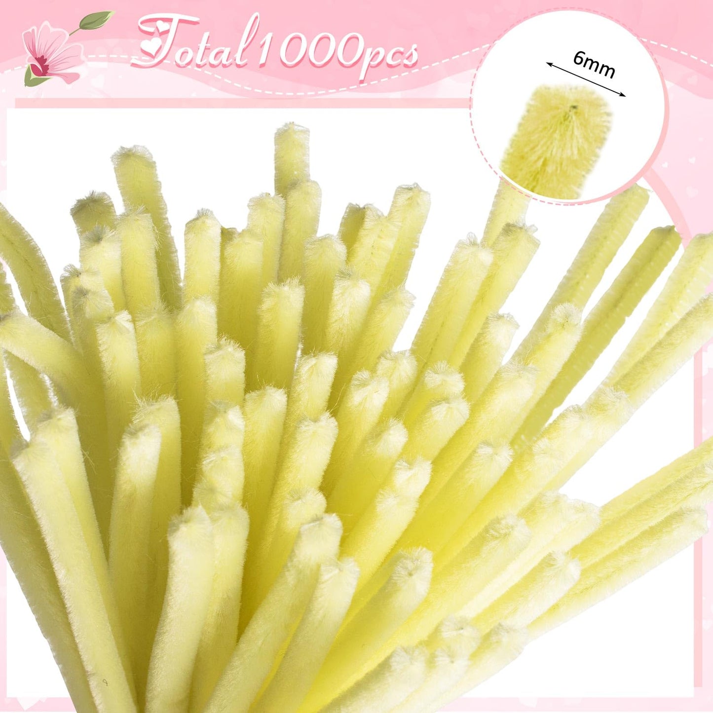 Peryiter 12 Inch Pipe Cleaners Flowers Set 1000 Pcs Chenille Stems Craft Supplies Bulk for Tulip Bouquet Making, Art DIY Craft Projects Creative Gift Party Decorations (Pink Flower)