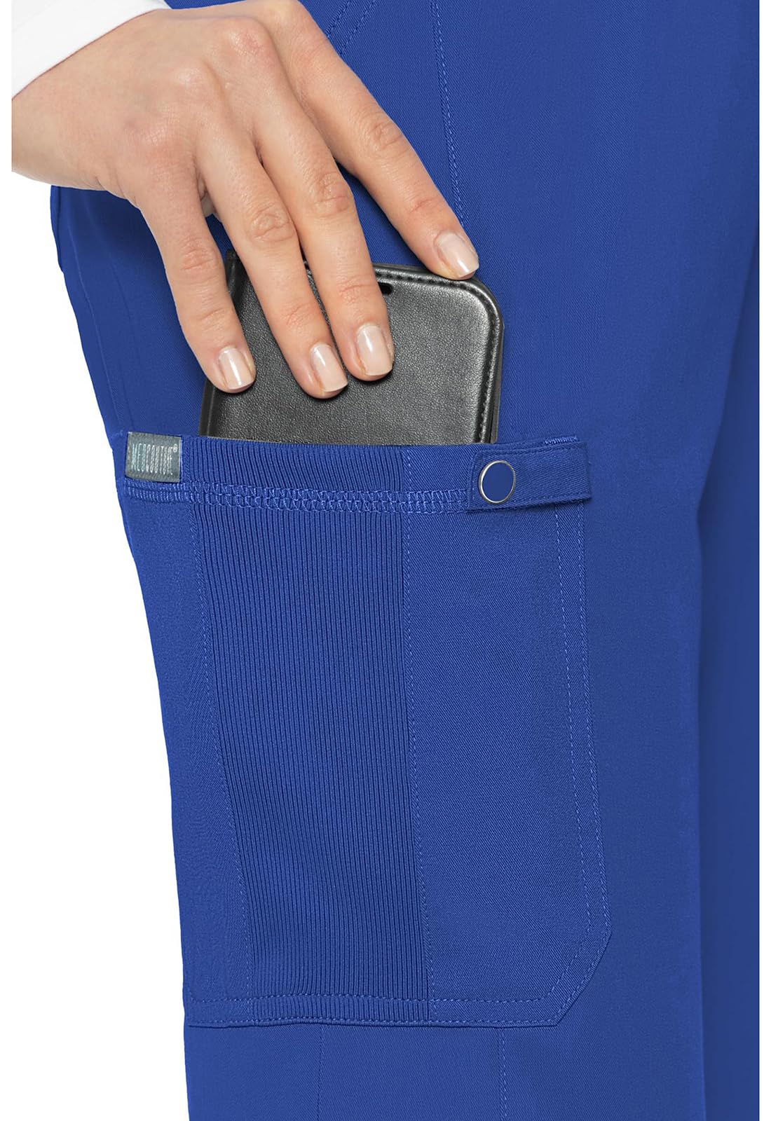 Med Couture Scrub Pants for Women, Jersey Waist Yoga Bottoms, 6 Pockets with Mid Rise Drawstring Waistband MC7725, S, Royal