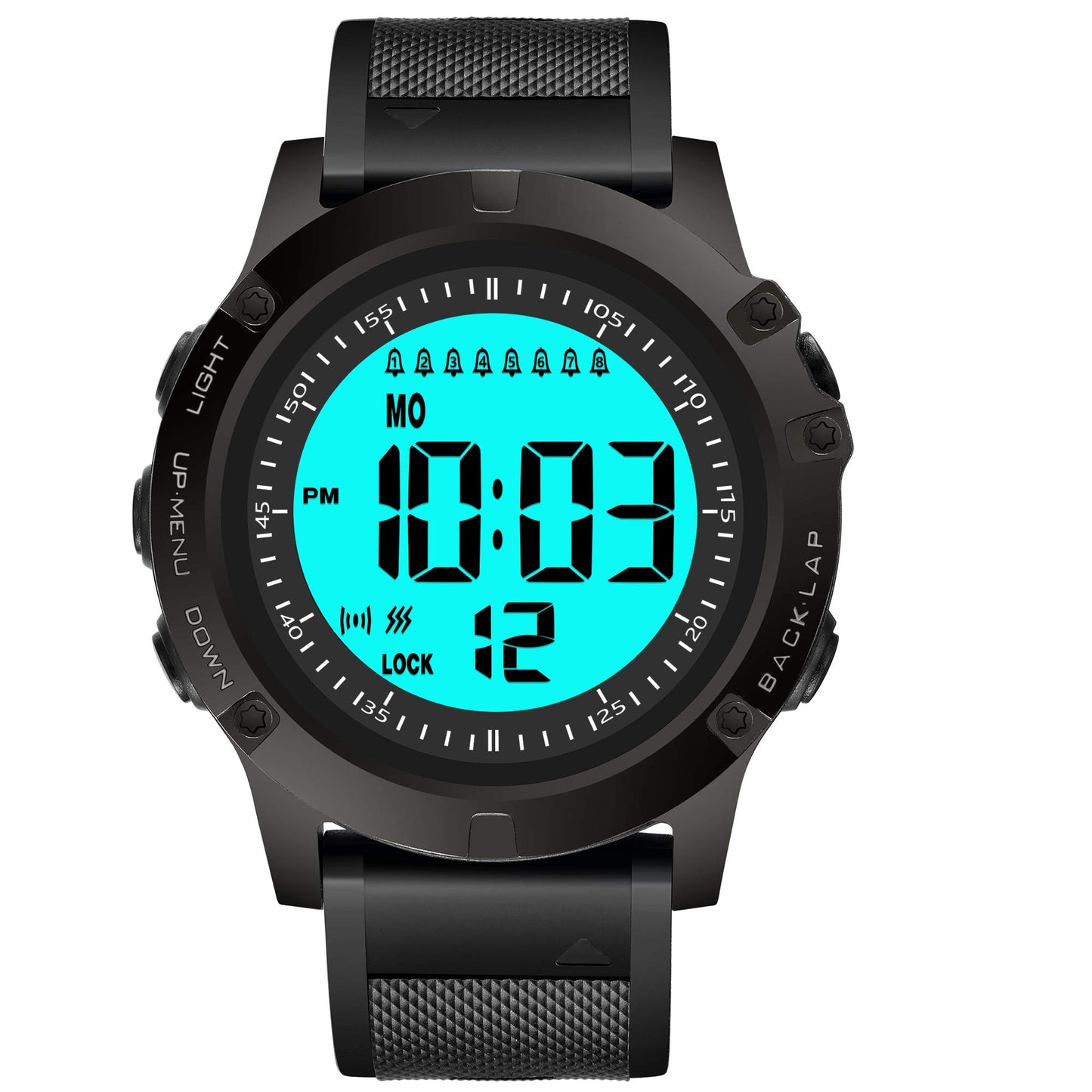 TICCI Men 8 Vibrating Alarms Watch Medication Aids Vibra Pill Alert Reminder for Elderly Seniors Big Digits Waterproof (Black)