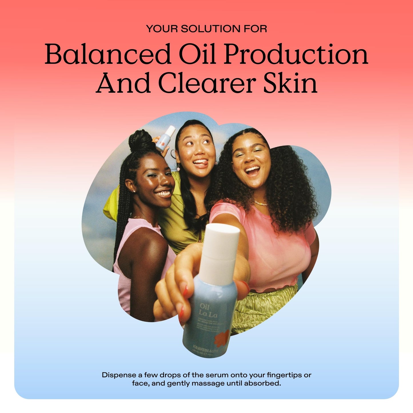 KraveBeauty Jumbo Oil La La, Linoleic Acid-Rich Oil Serum For Breakouts & Clogged Pores, Contains Non-Comedogenic Oils, Improves Dark Spots & Scars, Vegan & Cruelty Free, 3.38 fl oz