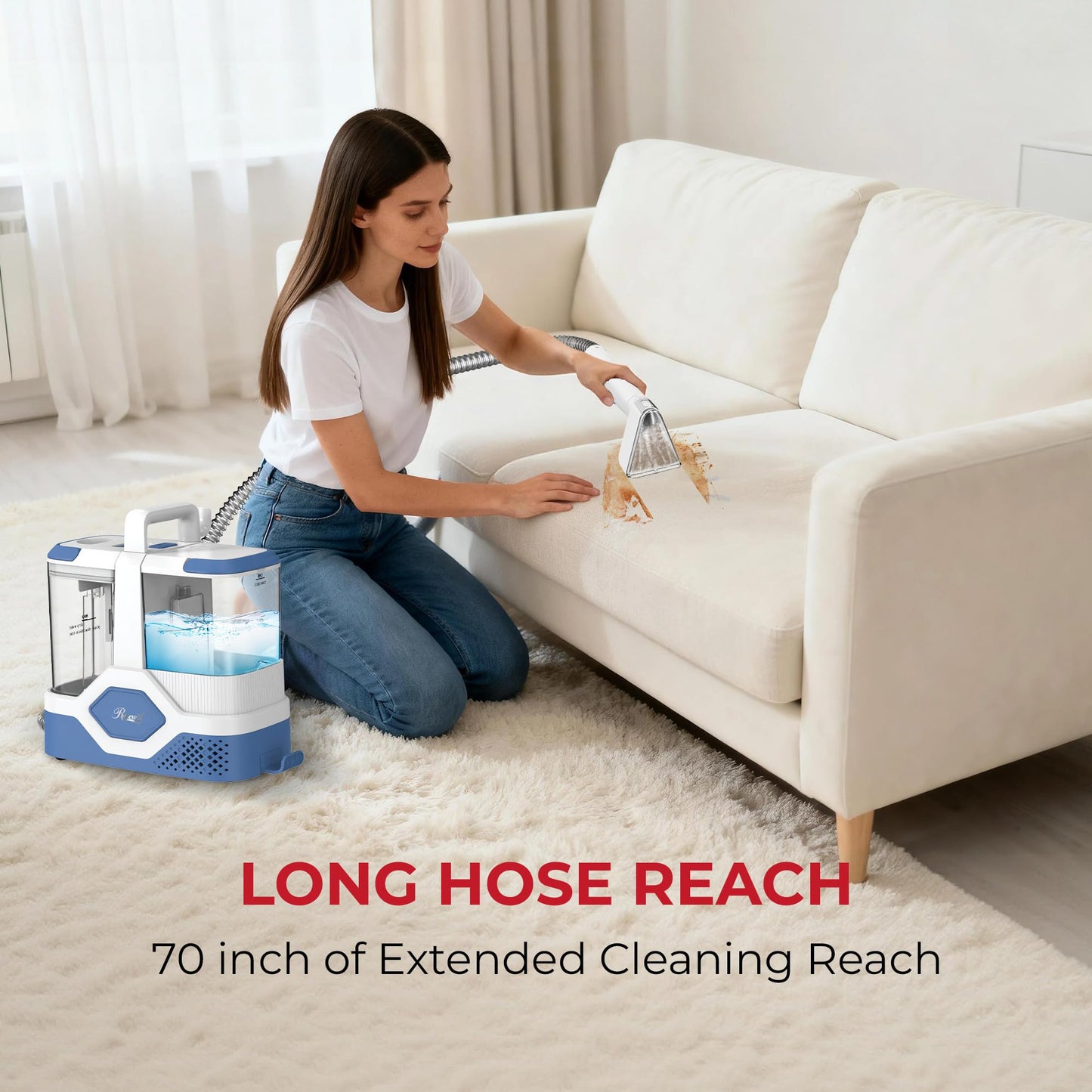 Rosewill Multi-Purpose Portable Carpet and Upholstery Cleaner, Powerful Suction 18 KPa Spot Cleaner, 600W Motor, Car and Auto Detailer, Stain/Spot Remover; Versatile Use: Carpet, Sofa, Pet Hair