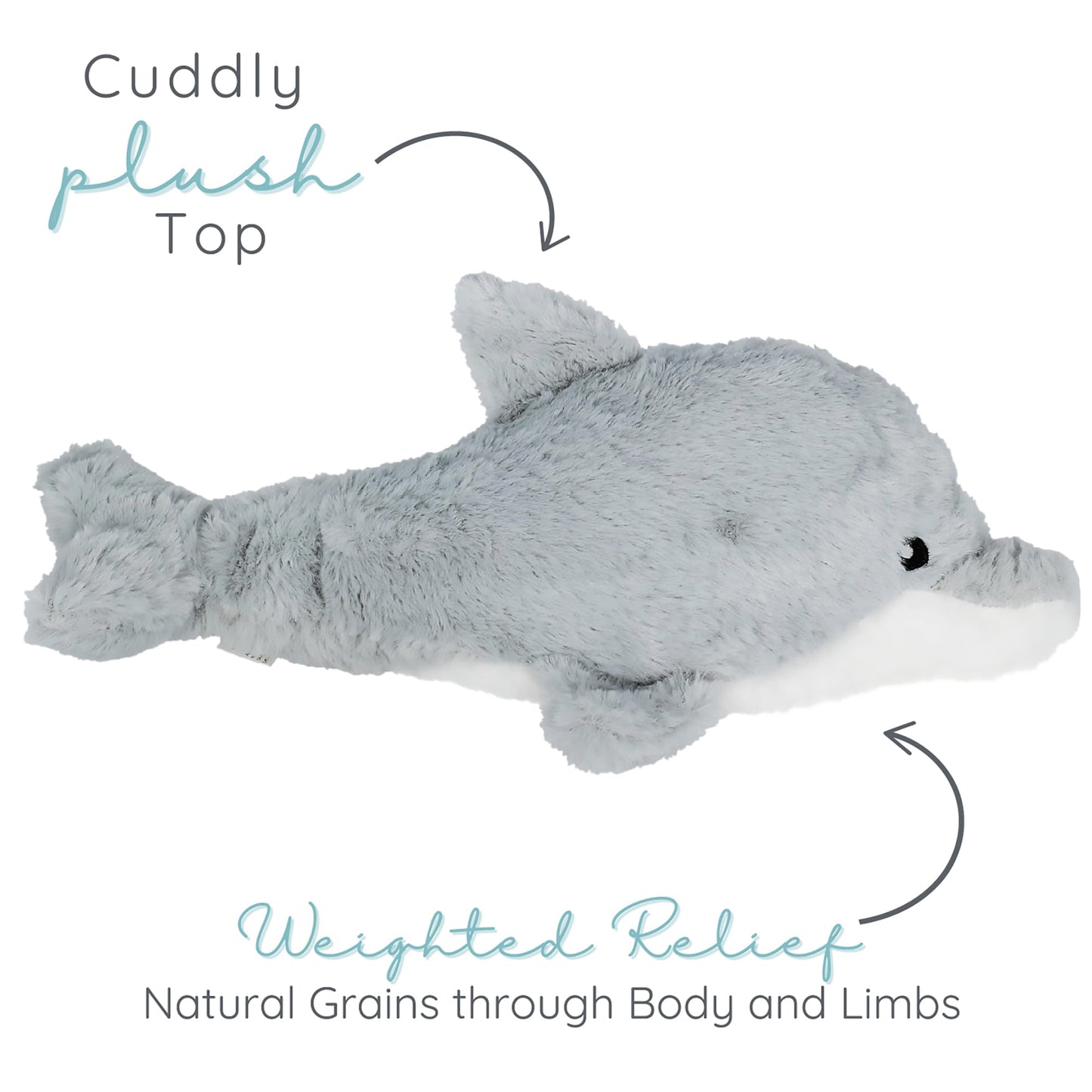 Dolphin - Microwavable & Weighted Plush Stuffed Animal - Heated Plushie for Warmth - Cute, Soft, Cozy Toy for Adults & Children (Boys, Girls, & Toddlers) by Warm Pals