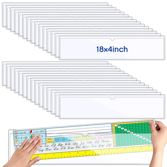 Chinco 30 Pcs Self Adhesive Pockets, Bin Labels for Storage Bins, Clear Pocket Label Sleeves, Plastic Index Card Holder with Top Open for Organizing Bins Box Drawer(18 x 4 Inches)