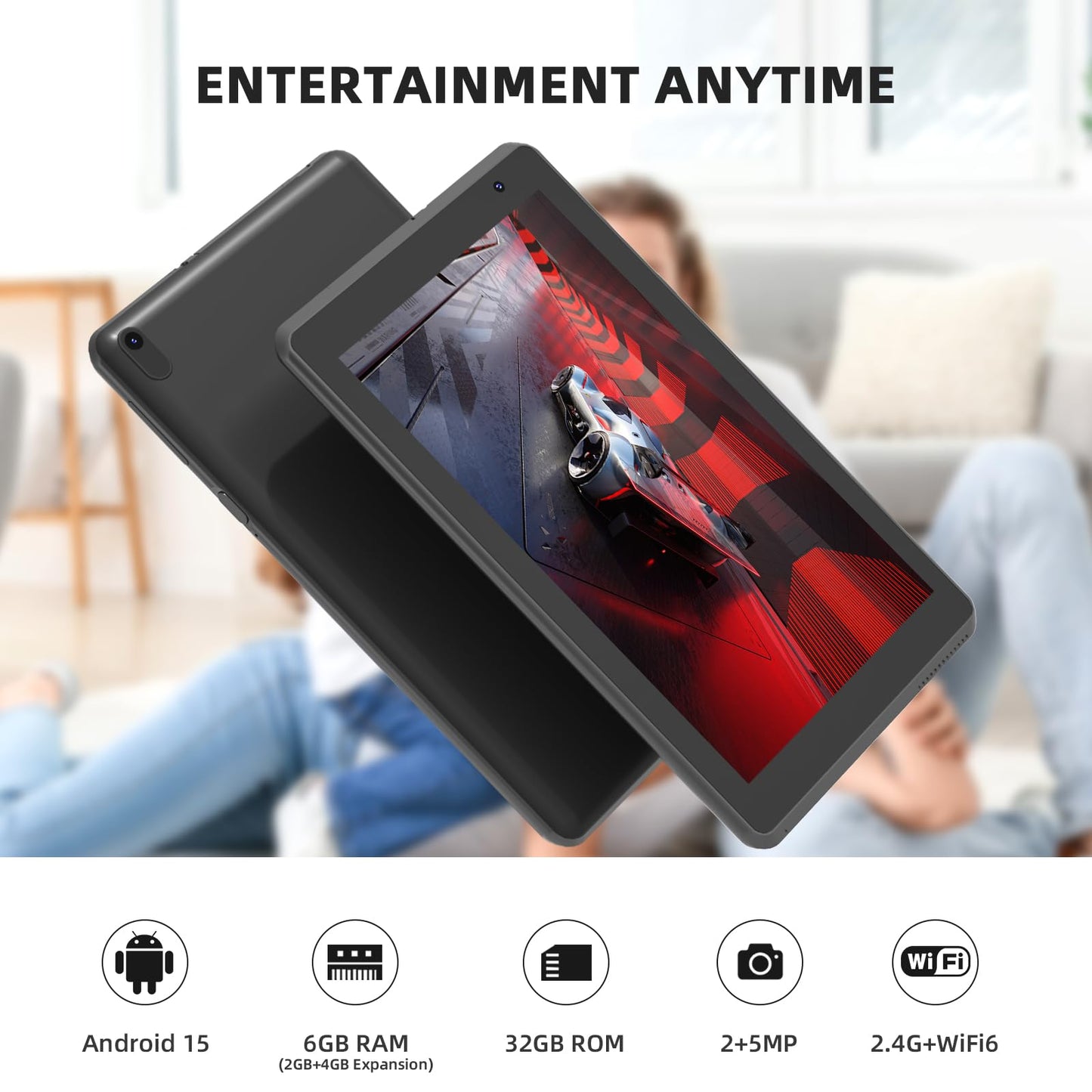 IWEGGO Android 15 Tablet, 7 Inch 6GB RAM+32GB ROM/ 1TB Expandable Computer, 5MP Camera Tablets, 1.6Ghz Quad-core Processor, 3000mAH Battery Tablet PC, Wi-Fi, GMS, Games 7'' Android Laptop
