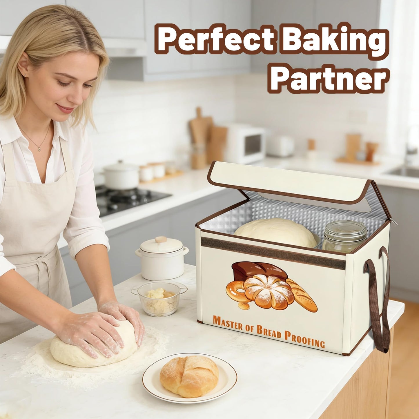 Bread Proofing Box with 3-Sided Heating, Electric Dough Proofer 68-131°F & 99H Timer, Foldable Sourdough Proofer for Pizza & Fermentation, Large Capacity with Metal Rack & Water Tray