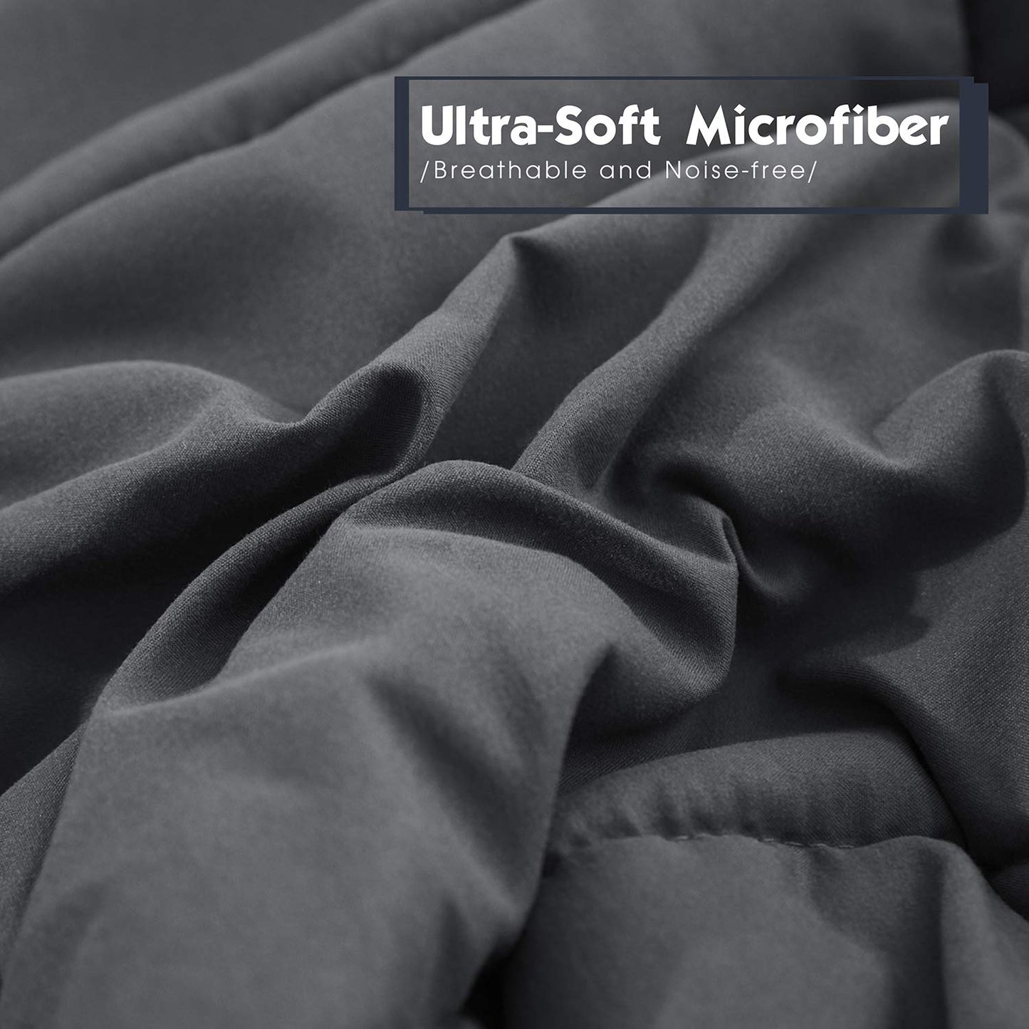 HIG 3pc Gray Full Size Comforter Set - All Season Reversible Down Alternative Comforter with Two Shams - Quilted Duvet Insert with Corner Tabs - Box Stitched Blanket - Breathable, Soft, Fluffy