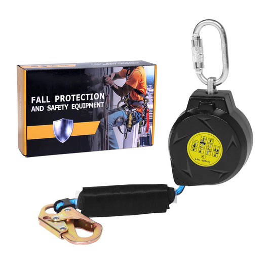 11FT Self Retracting Lifeline Fall Protection Retractable Lanyard, Fall Arrest Safety Yoyo for Construction Industrial - OSHA/ANSI Compliant (Small Hook)