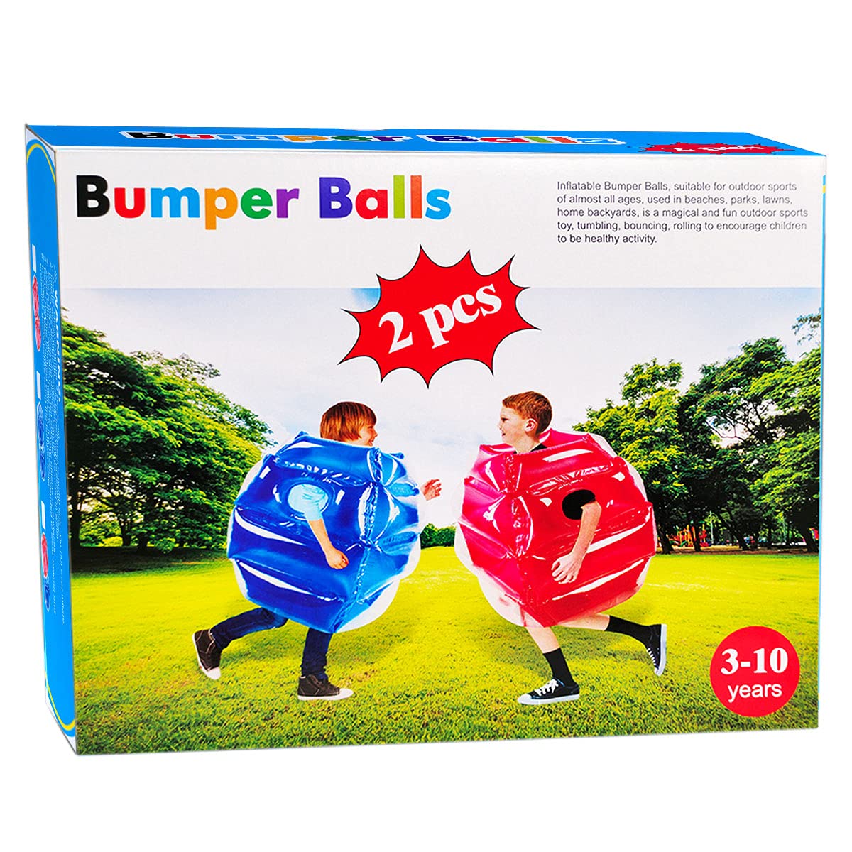 SUNSHINEMALL 2PC Sumo Balls, Inflatable Body Sumo Balls Bopper Toys for Kids 26" - Heavy Duty PVC Vinyl Suits for Grassland or Other Outdoors Play (2PC Blue+Pink 26inch)