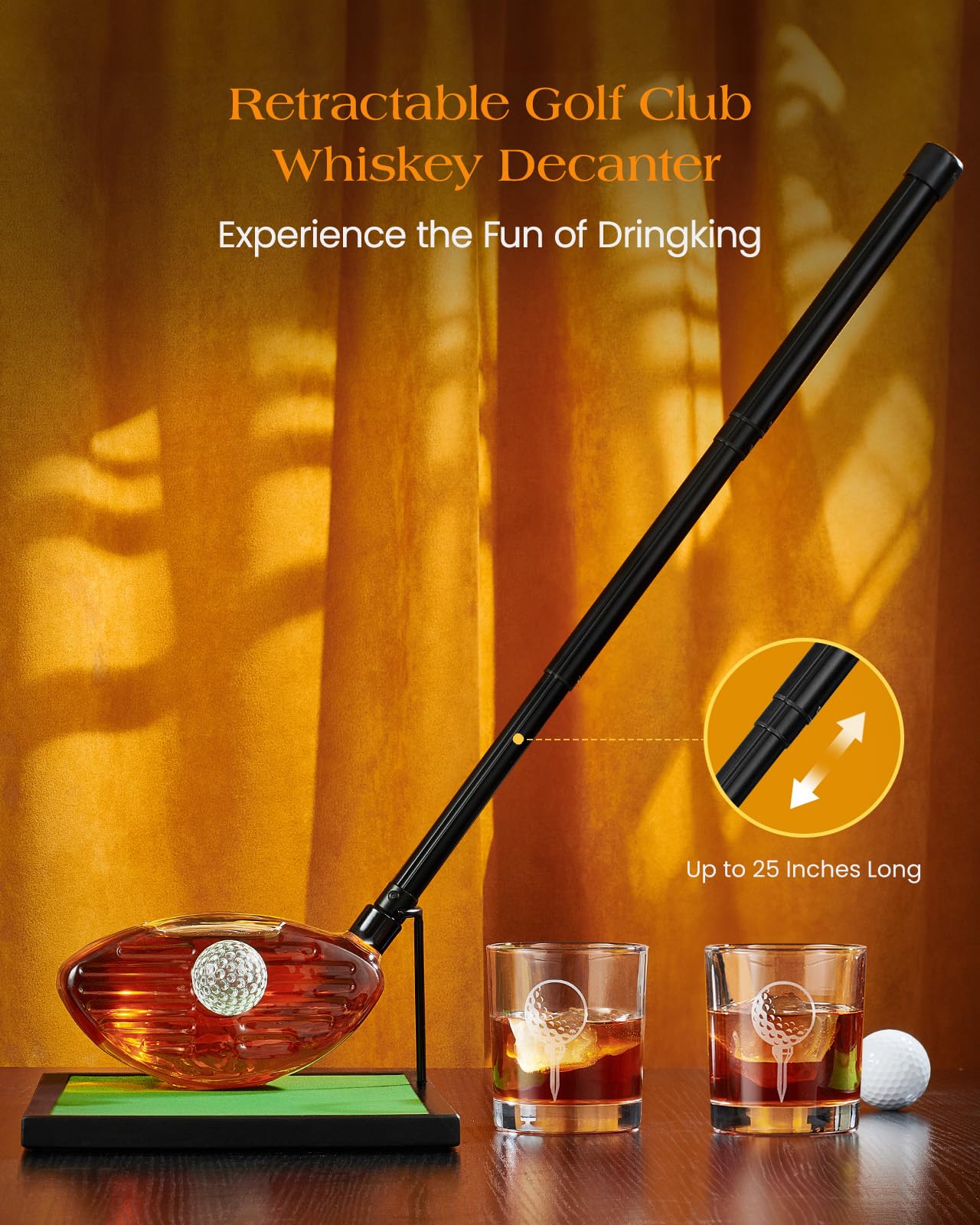 Golf Gifts for Men, Kollea Golf Club Whiskey Decanter with Shot Glasses, Liquor Decanter Set for Men Husband Coaches Golfers, Cool Birthday Gifts for Brother Guys