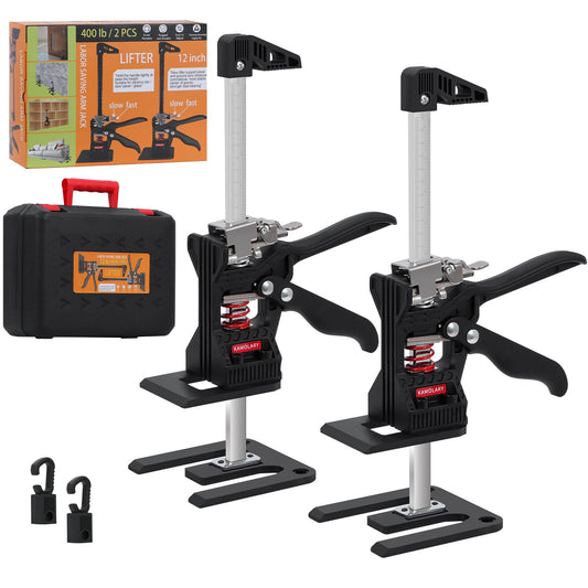 Drywall Lifter, Hand Furniture Lifter Tool, Furniture Jack, Labor Saving Arm Jack with Case, Precise Control Slow Descent, 12inch 400lb 2PCS