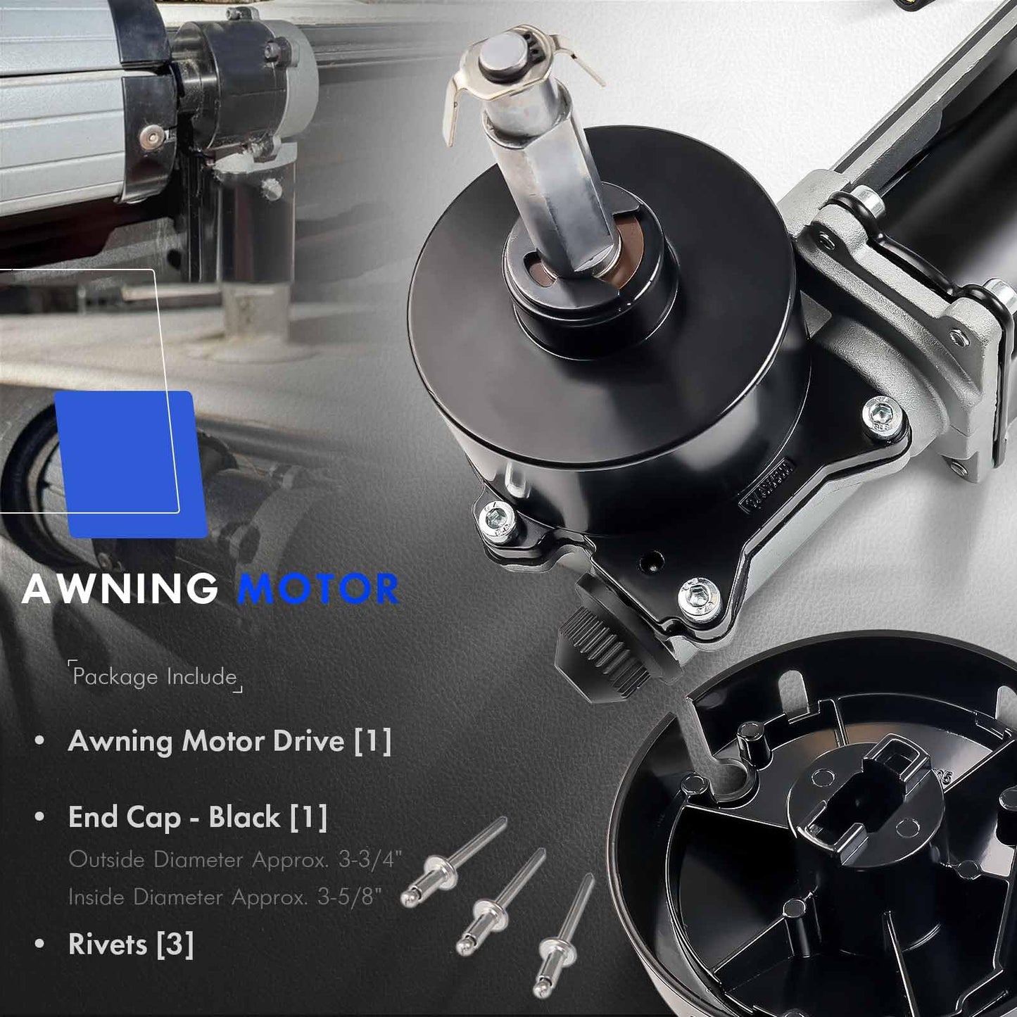 3317084.000U RV Awning Motor Drive Repair Kit Assembly Fit for Dometic 9200 Series Power Awnings, Replace# 3316605.001, 3316605.017, Black