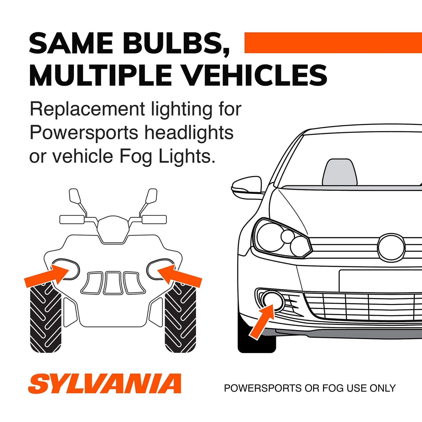 Sylvania H11 LED Powersport Headlight Bulbs for Off-Road Use or Fog Lights - 2 Pack