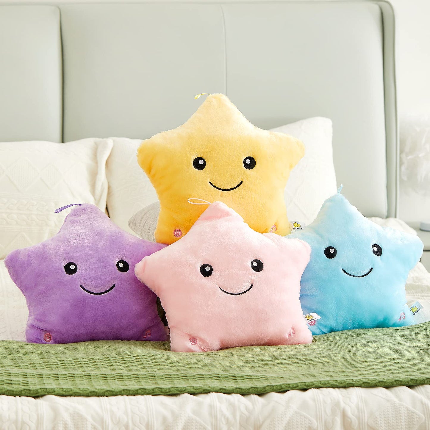 Bstaofy Creative Musical Glow Twinkle Star Lullaby Light up Stuffed Toys Animated Soothe Kids Emotions Gift for Toddlers, Blue