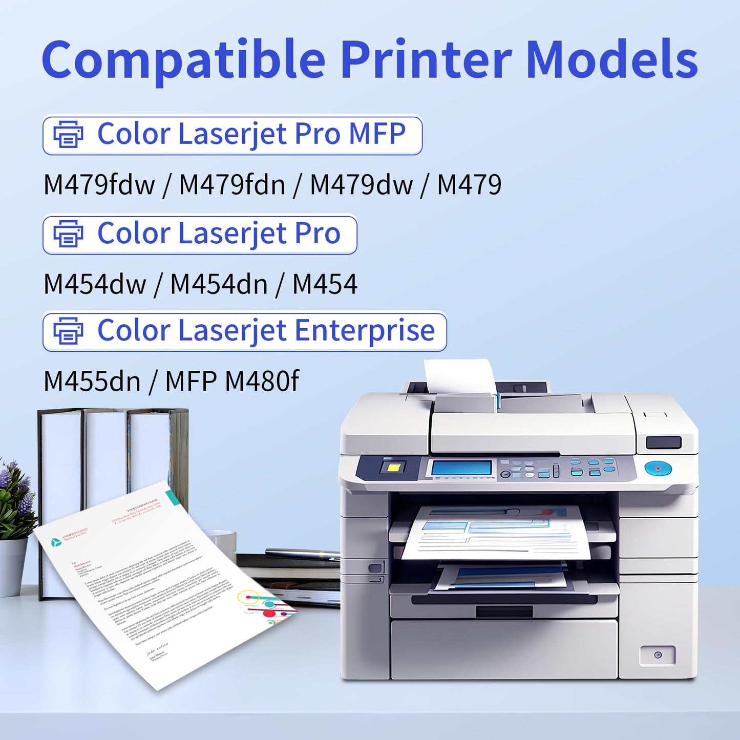 414A Black Toner Cartridge 2 Pack (with Chip) Compatible Replacement for HP 414A 414X for Color Laserjet Pro MFP M479fdw M479fdn M479dw Pro M454dw M454dn M479 M454 Printer Ink W2020A W2020X High Yield