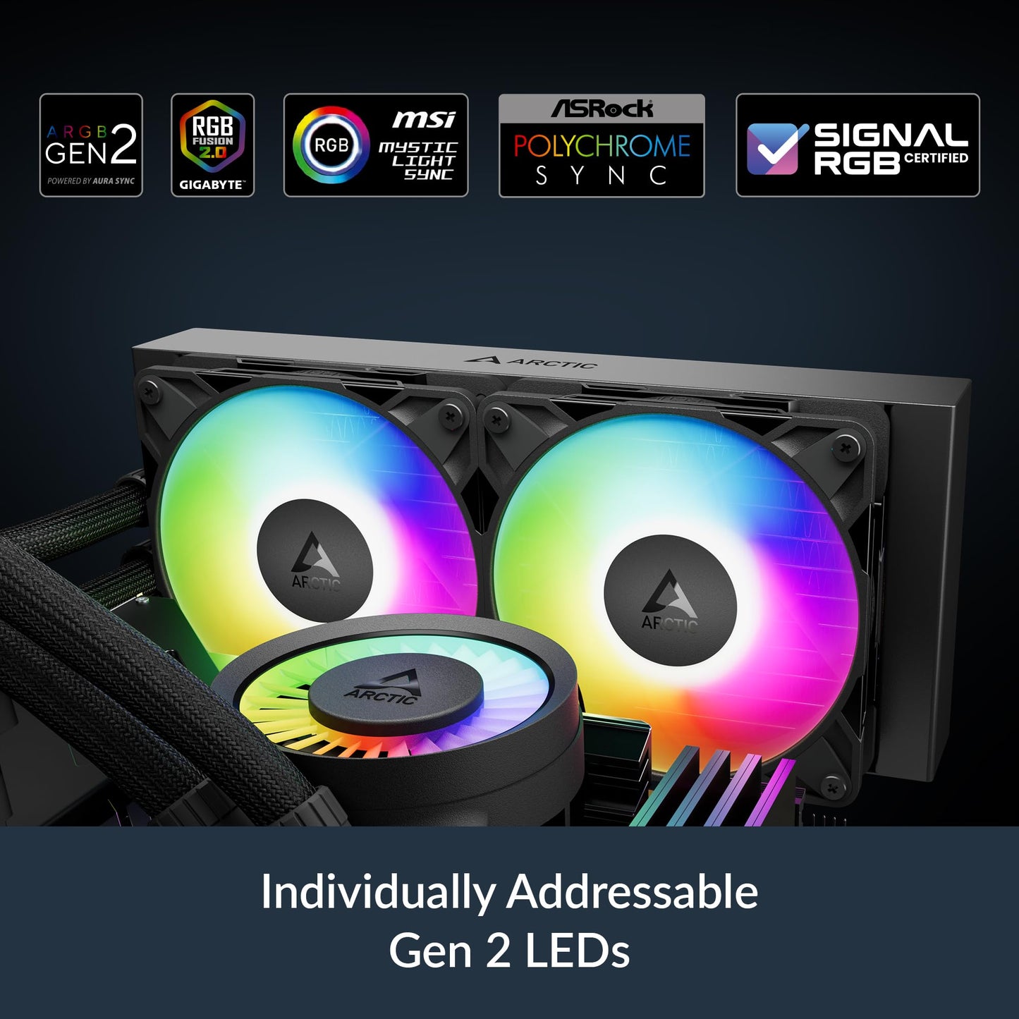 ARCTIC Liquid Freezer III Pro 280 A-RGB - AIO CPU Cooler, 2 x 140 mm Water Cooling, 38 mm Radiator, PWM Pump, VRM Fan, AMD AM5/AM4, Intel LGA1851/1770 Contact Frame - Black