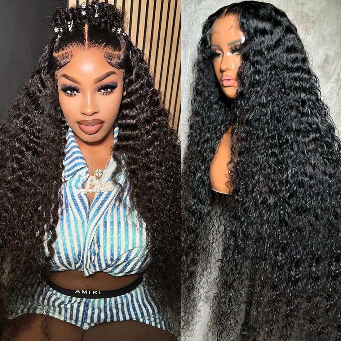 Zumuer 26 Inch 13x6 Deep Wave Lace Front Wigs Human Hair deep wave frontal wig 13x6 HD Lace Front Wigs Human Hair Pre Plucked with Baby Hair Virgin Human Hair Wig for Women Natural Color Glueless Wig