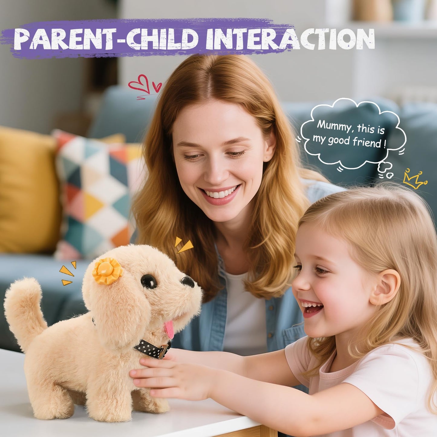 Toy Dog for Kids, Girls Interactive Plush Stuffed Toys Dog that Walk and Bark,16 pcs Electronic Puppy Pet Care Pretend Playset w/ Backpack, Groom & Feed Toys, Gifts for Girls 3-5 5-7 6-8 8-12