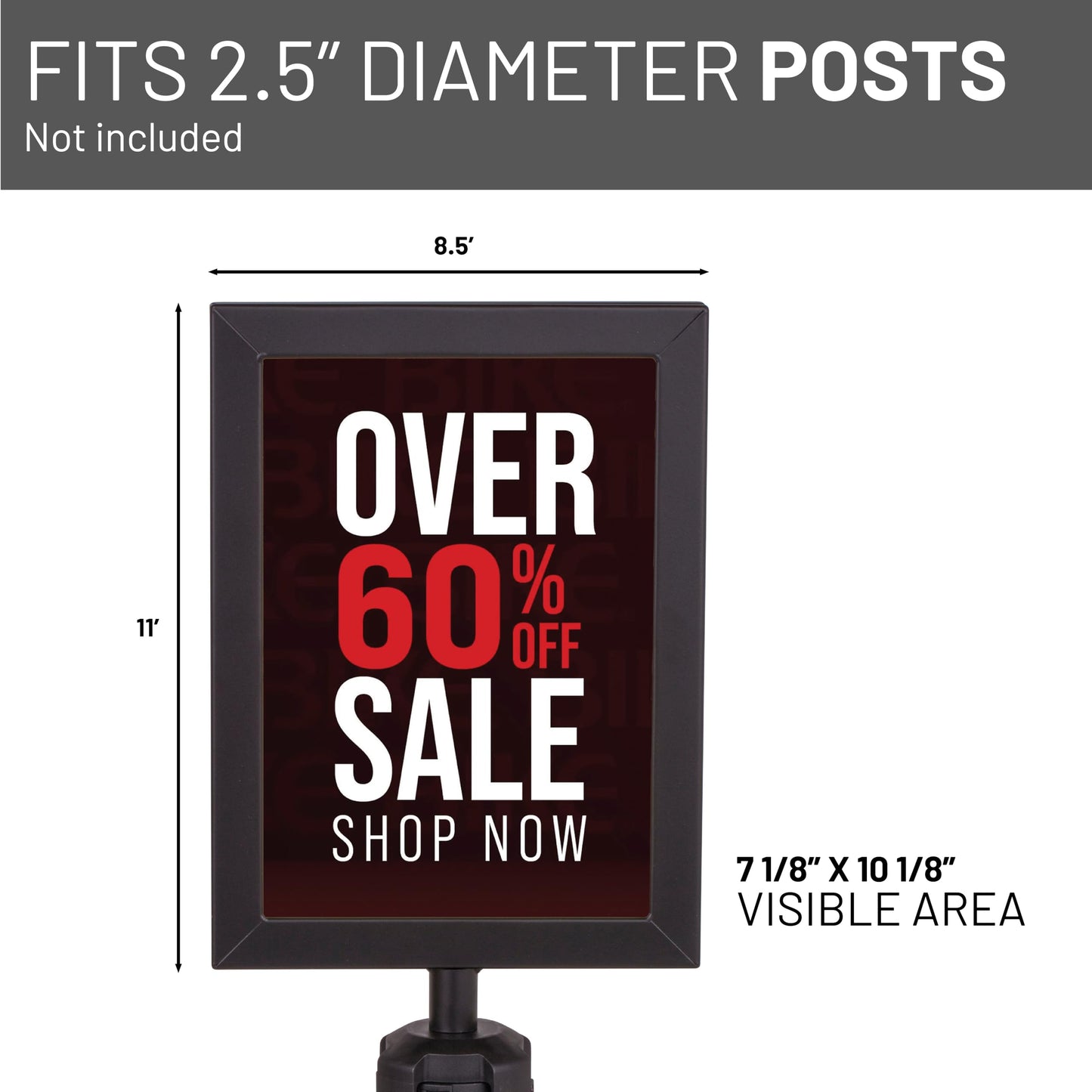 US Weight - U2507 Steel Frame Sign Holder compatible ONLY with Steel stanchions (will not fit Sentry series or other stanchion brands)