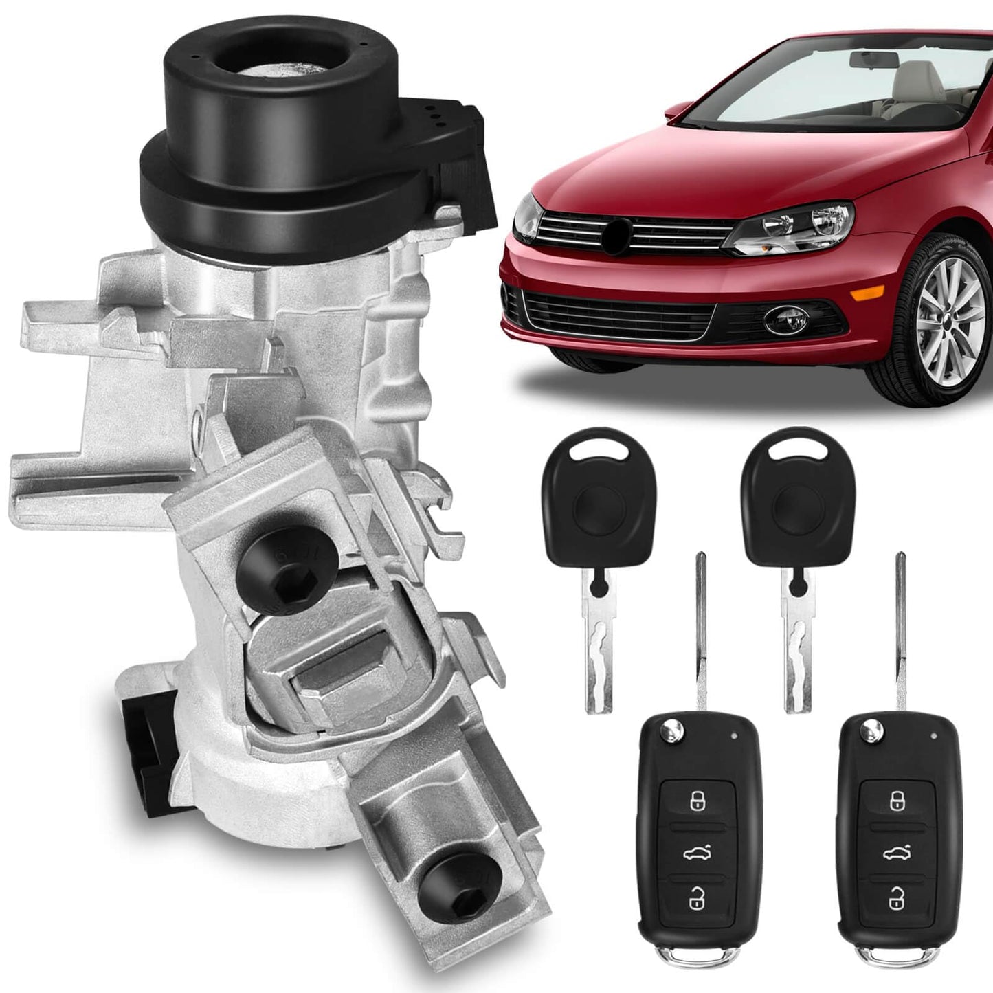 ZAIGANMA 1K0905851B Ignition Switch Lock Cylinder with Key for MK6 2006-2008 2009-2019 VW Jetta Passat, 2004-2007 2010 2011 Golf EO Rabbit Tiguan Ignition Starter Switch, Replace 1K0905841 1K0905865