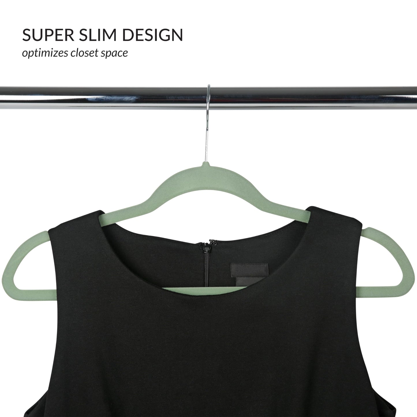 Simplify Slim Velvet Clothes Hangers | 50 Pack | Non-Slip | Shirts | Suit | Pants | Dresses | Garments | Closet Storage & Organization | Durable | Sage