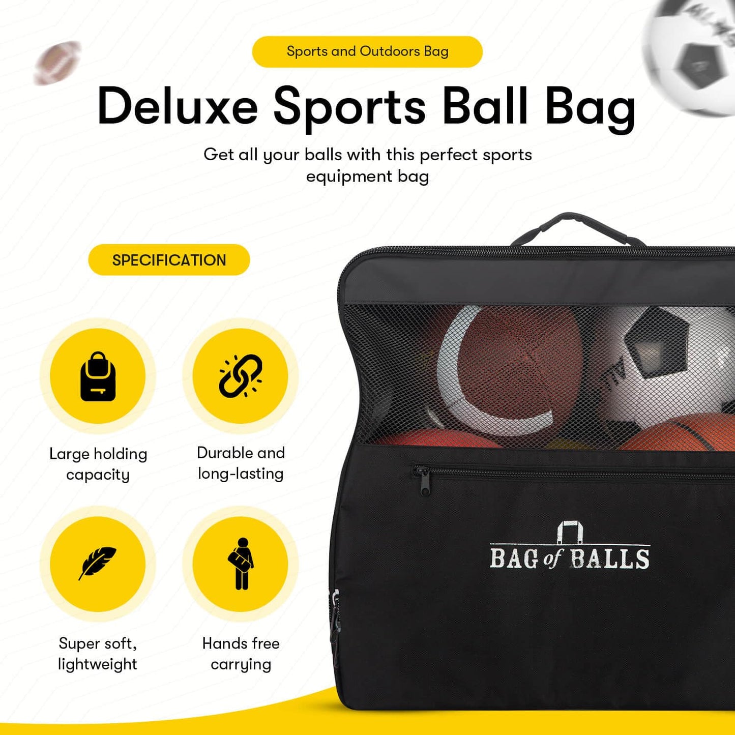 Easy Play Sports and Outdoors - Complete Sports Balls w/Bag, Pump for Boys - Kickball, Volleyball, Soccer Ball, Football, Basketball - Outdoor Play
