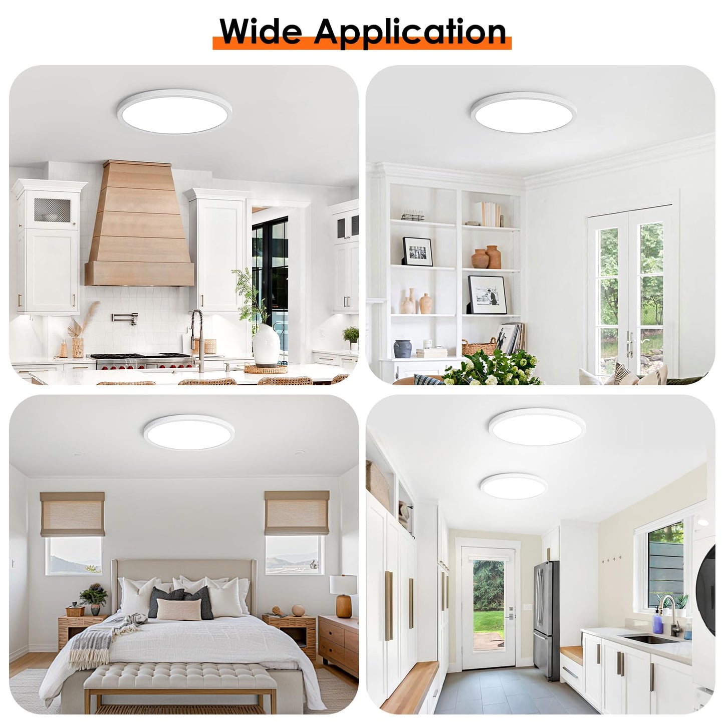 Brightever 6 Pack LED Flush Mount Ceiling Light Fixtures, 12 Inch 28W, Super Slim 0.67 Inch Dimmable LED Ceiling Light, 5000K Daylight 3200LM Modern Ceiling Lamps for Bedroom, Kitchen, Hallway, White