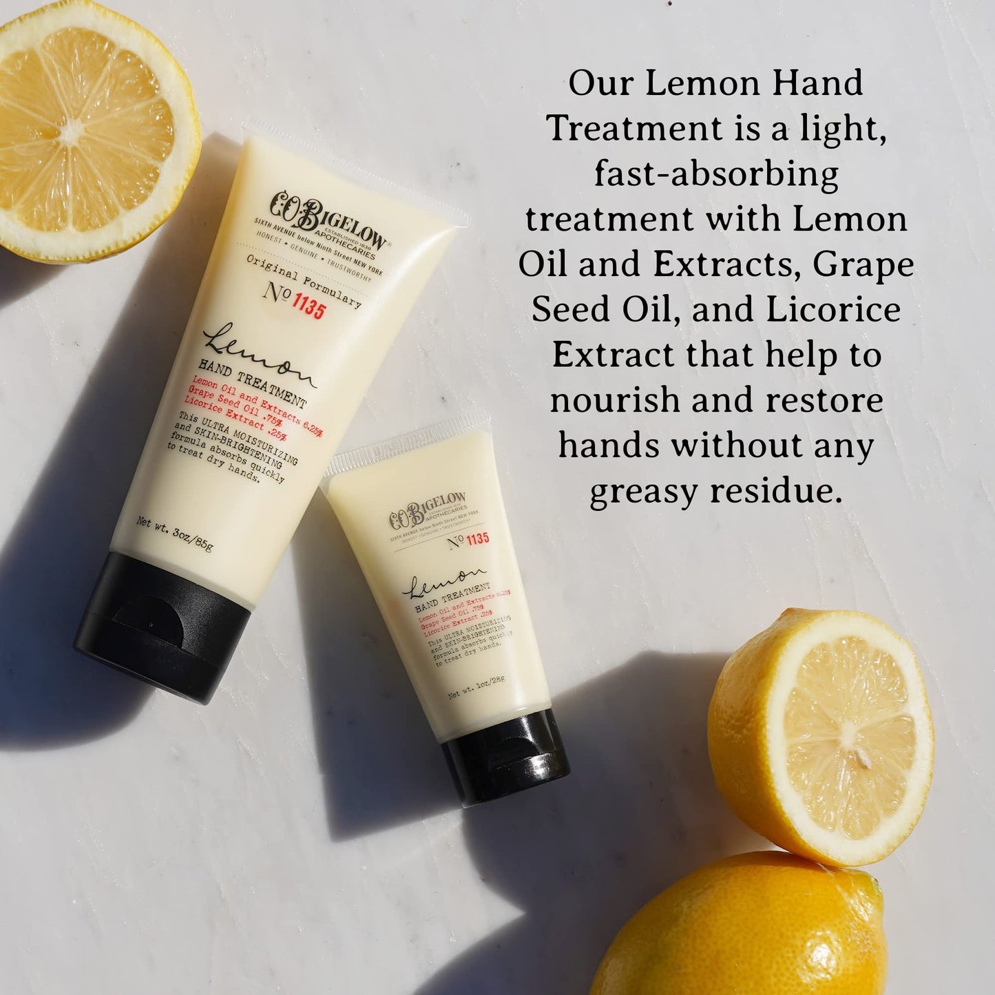 C.O. Bigelow Apothecary Trio, Lemon Hand and Body Care Gift Set of Three (3), Lemon Soap 10fl oz., Body Cream 8 oz., and Hand Treatment, 3oz., Gift Box of Moisturizing Skin Care