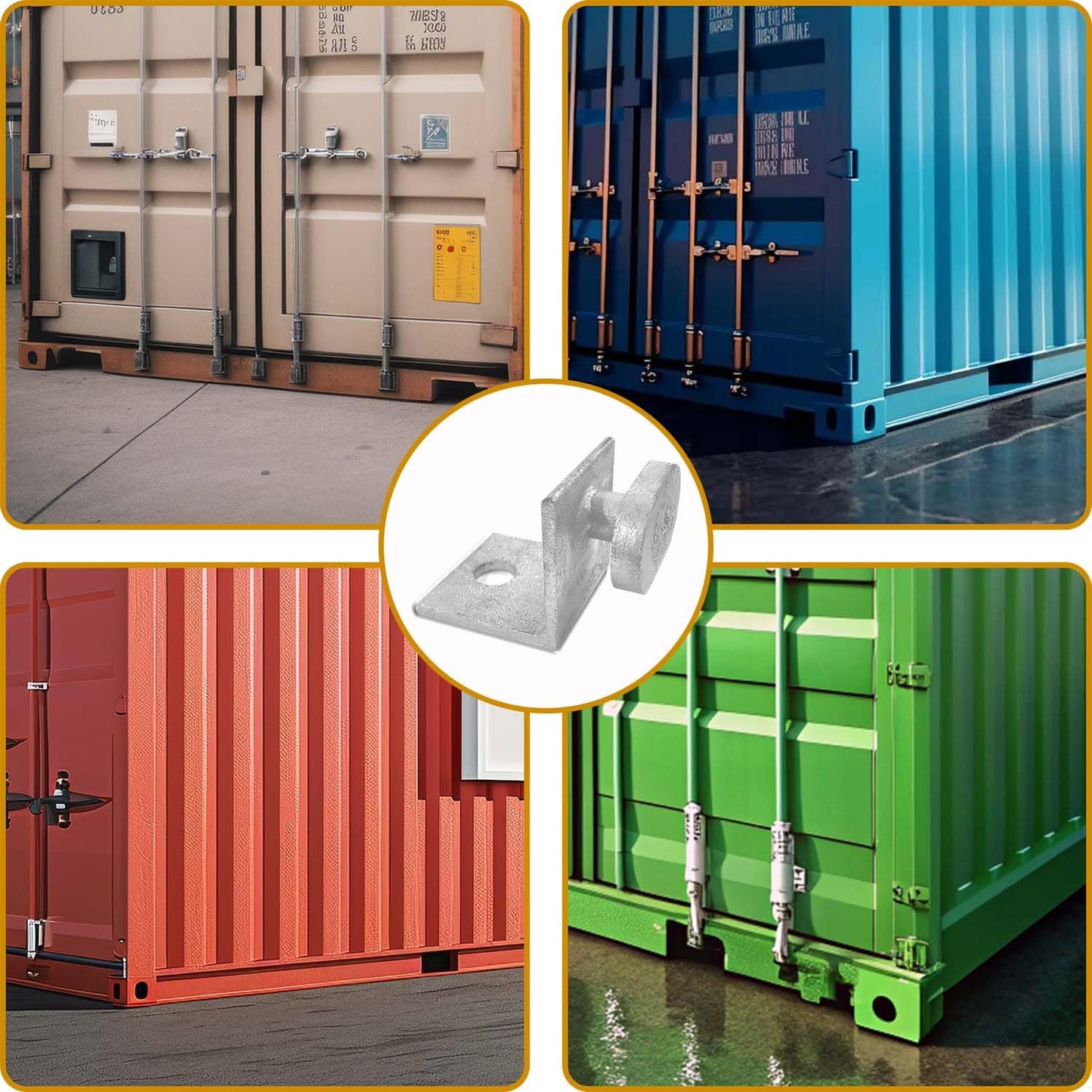 4 Pack Shipping Container Anchors Hot Dipped Galvanized Steel Shipping Containers Side Twist Lock Shipping Container Tie Downs for Anchoring to Rock Floor or Cement