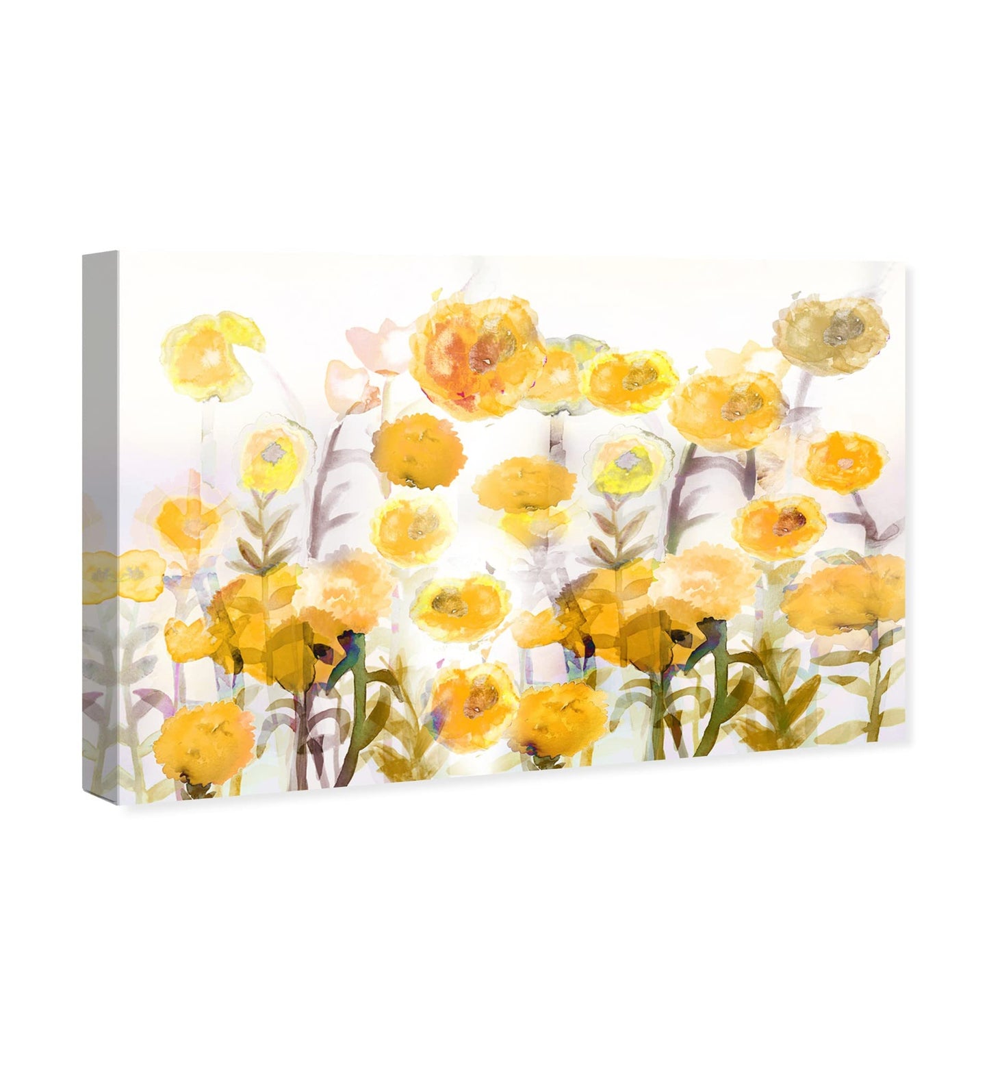 The Oliver Gal Artist Co. Floral and Botanical Wall Art Canvas Prints 'Bella Garden Poppy Yellow' Gardens 24" x 16"