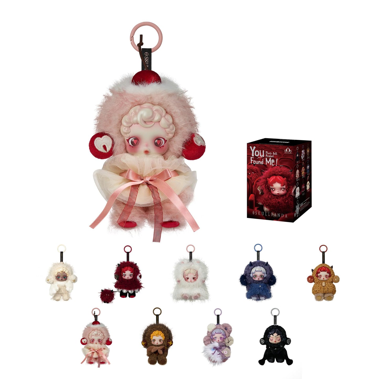 POP MART SKULLPANDA You Found Me! Series Plush Doll Pendant Blind Box Figures, Collectible Toys, Holiday Birthday Gifts for Girlfriend Daughter Girls and Boys, Single Box