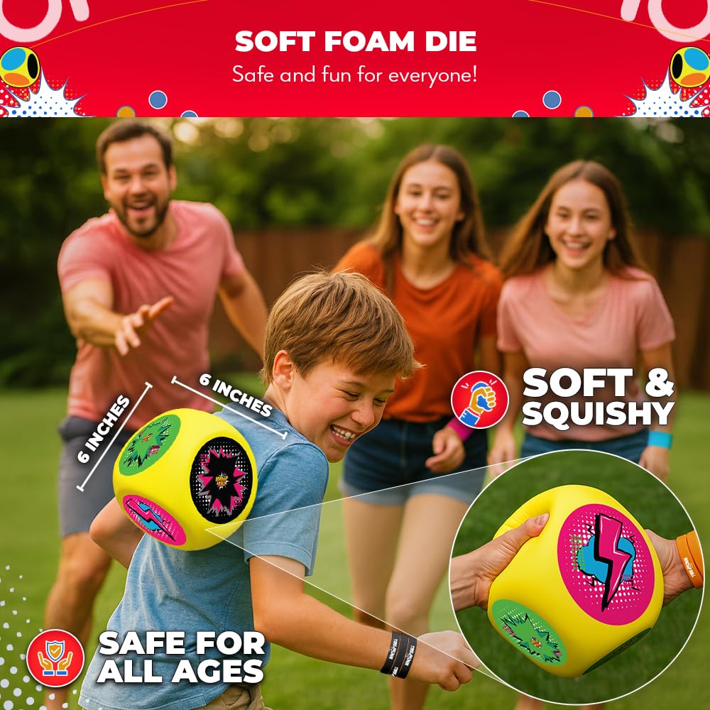 SWOOC Games® - Whomp Ball™ - Ultimate Backyard Dodgeball - Soft Foam Dice - Yard Games, PE Equipment & Team Building - Outdoor Playground Equipment Dodge Balls - Physical Education for Kids & Adults