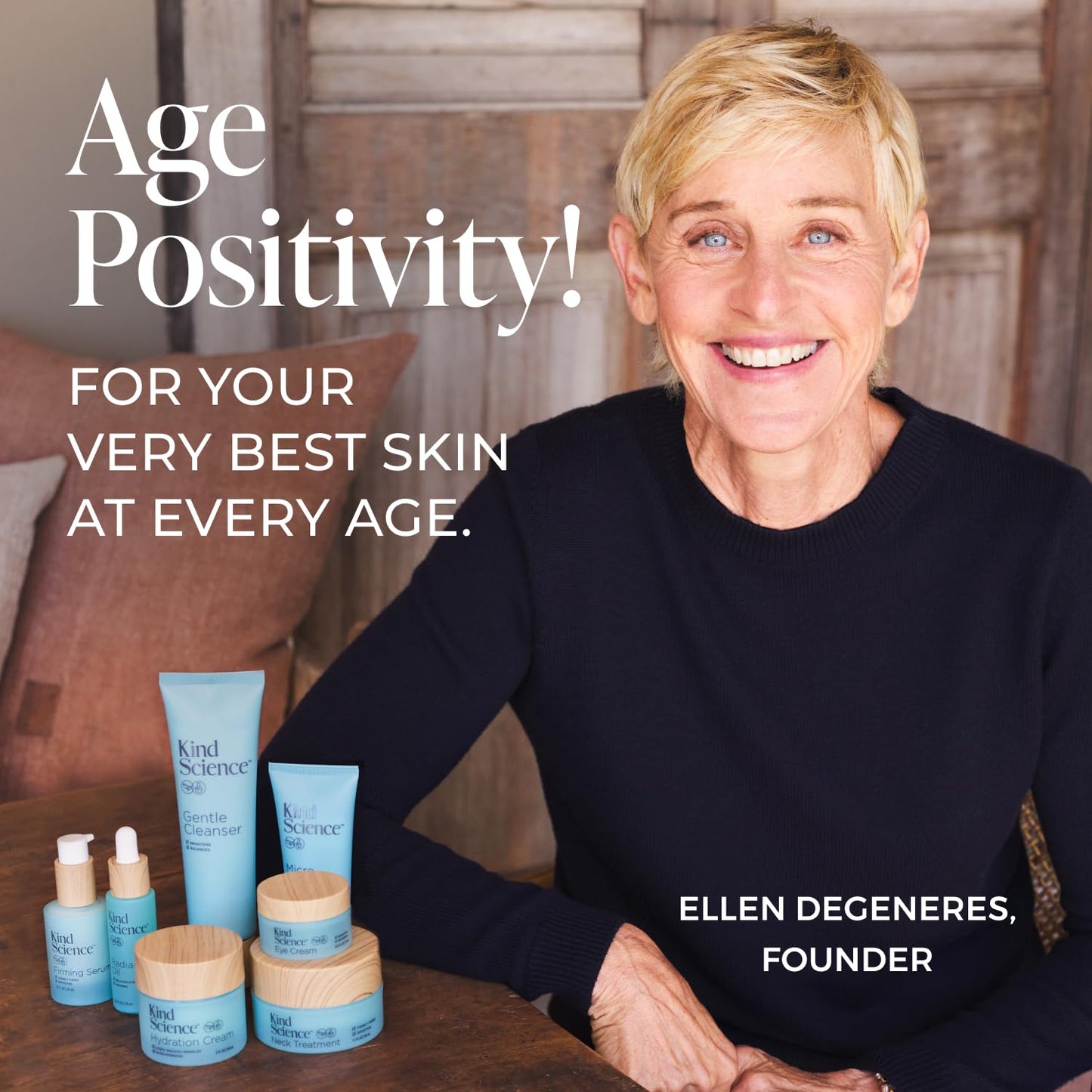 Kind Science by Ellen DeGeneres Eye Cream - Under Eye Cream for Wrinkles Noticably Smooths & Moisturizes - Anti Aging with Hyaluronuic Acid, Vitamin C - Fragrance Free, Paraben Free, 0.5 fl oz