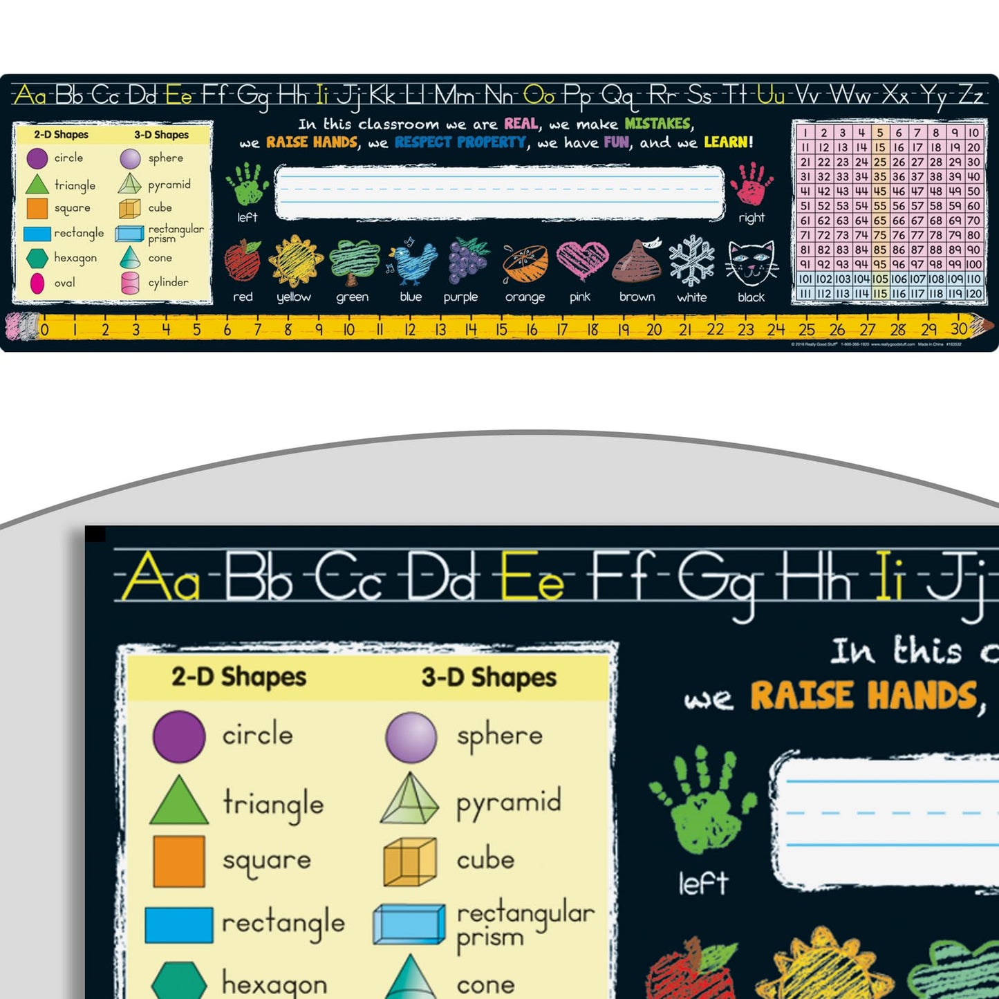 Really Good Stuff Chalkboard Style Grades K-2 Self-Adhesive Vinyl Desktop Helpers - Set of 24 | Student Desk Name Tags | Pre-Cut, Durable, and Versatile
