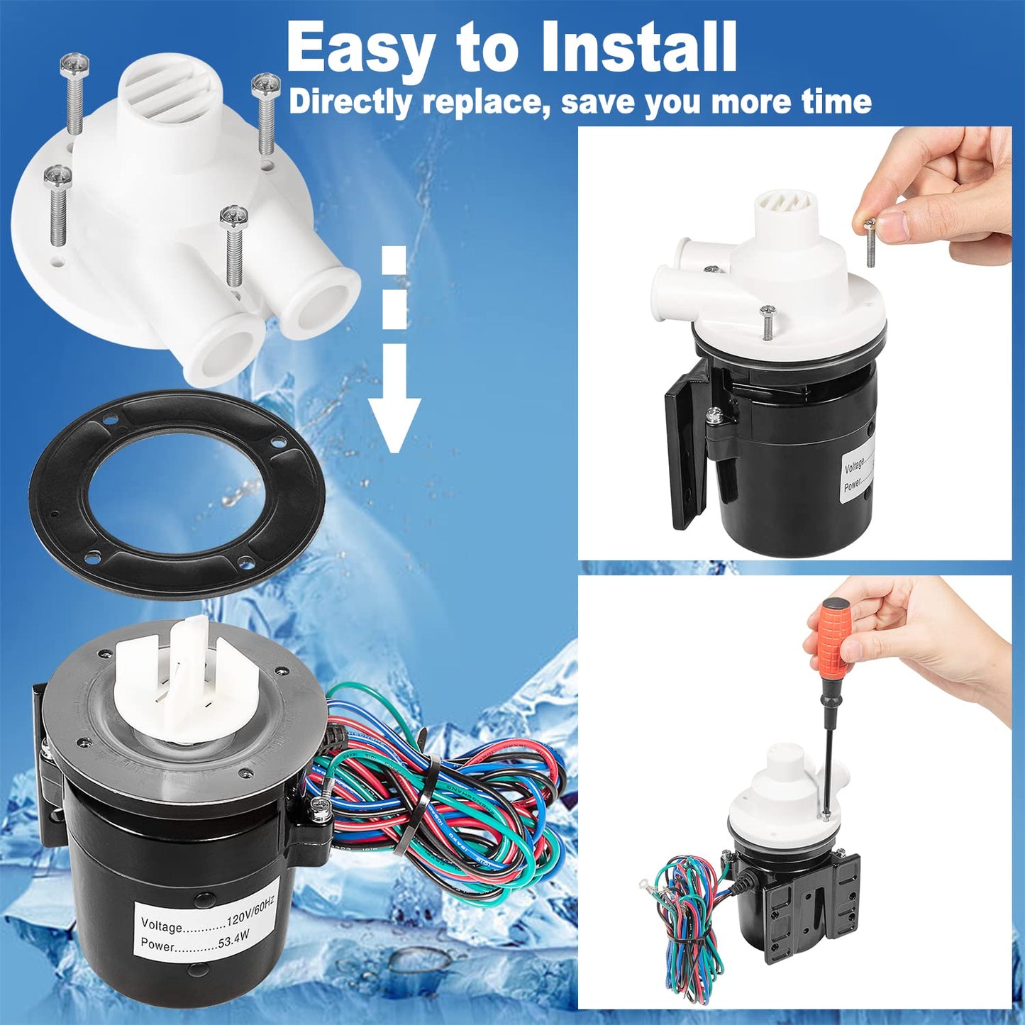 APTA92P10WD1 Water Pump Motor Assembly Replacement For Hoshizaki Water Pump Includes Capacitor, Fits Hoshizaki Ice Machine Models KM-450 THRU KM-900 KML-600MAH URC-12F 120V 10W 0.4 Amp
